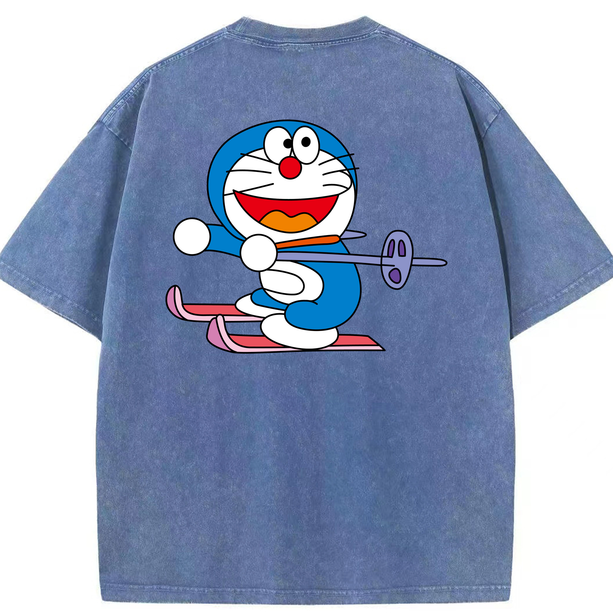 （画像用） ドラえもん Doraemon 綿100% ヴィンテージ風 半袖Tシャツ（背面プリント）