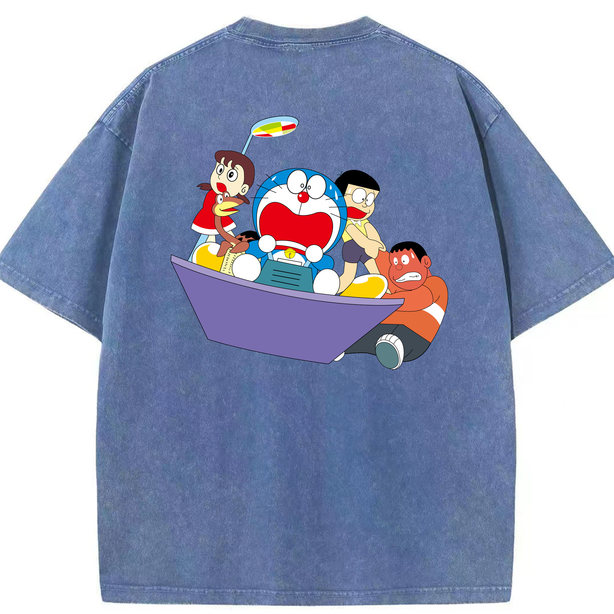 （画像用） ドラえもん Doraemon 綿100% ヴィンテージ風 半袖Tシャツ（背面プリント）