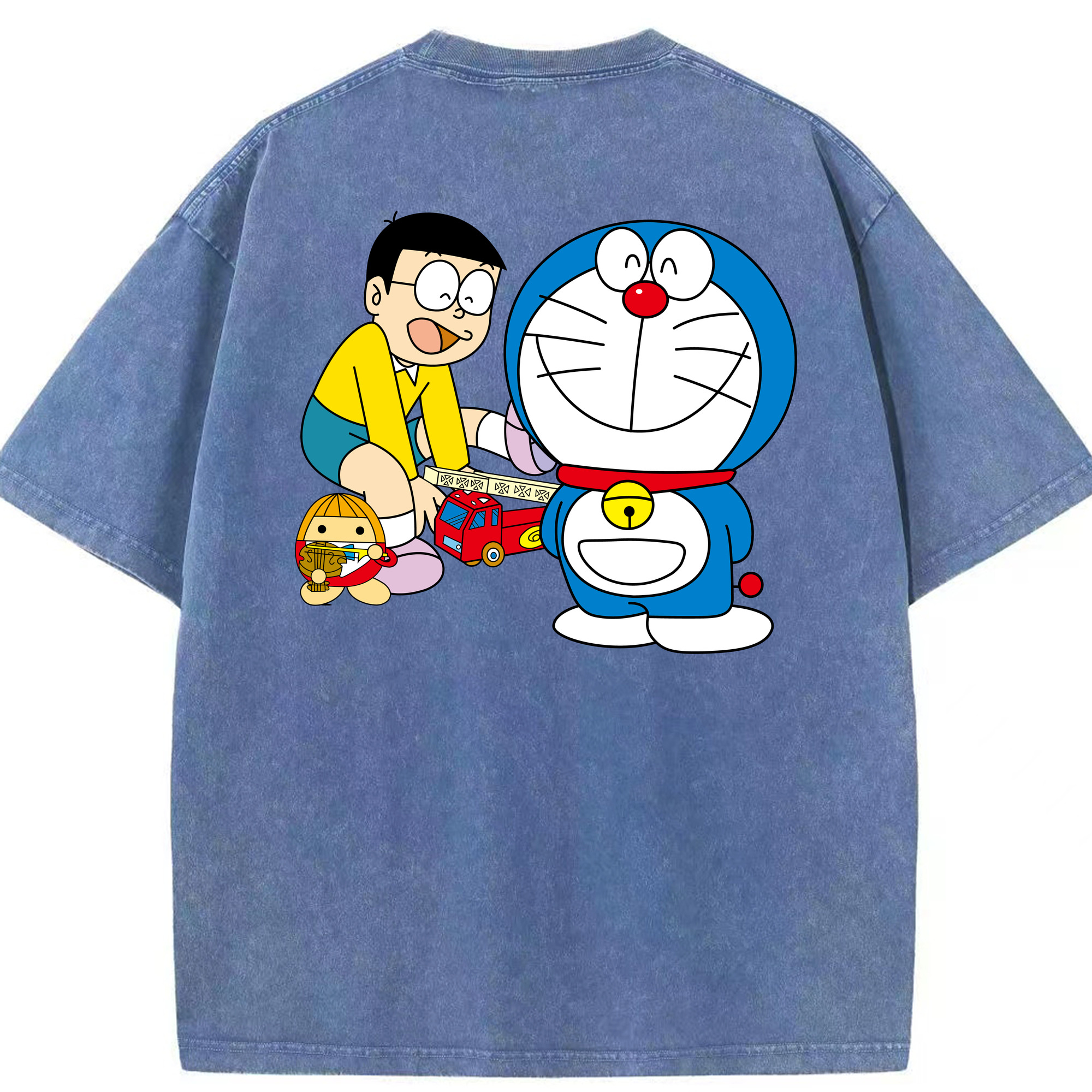（画像用） ドラえもん Doraemon 綿100% ヴィンテージ風 半袖Tシャツ（背面プリント）