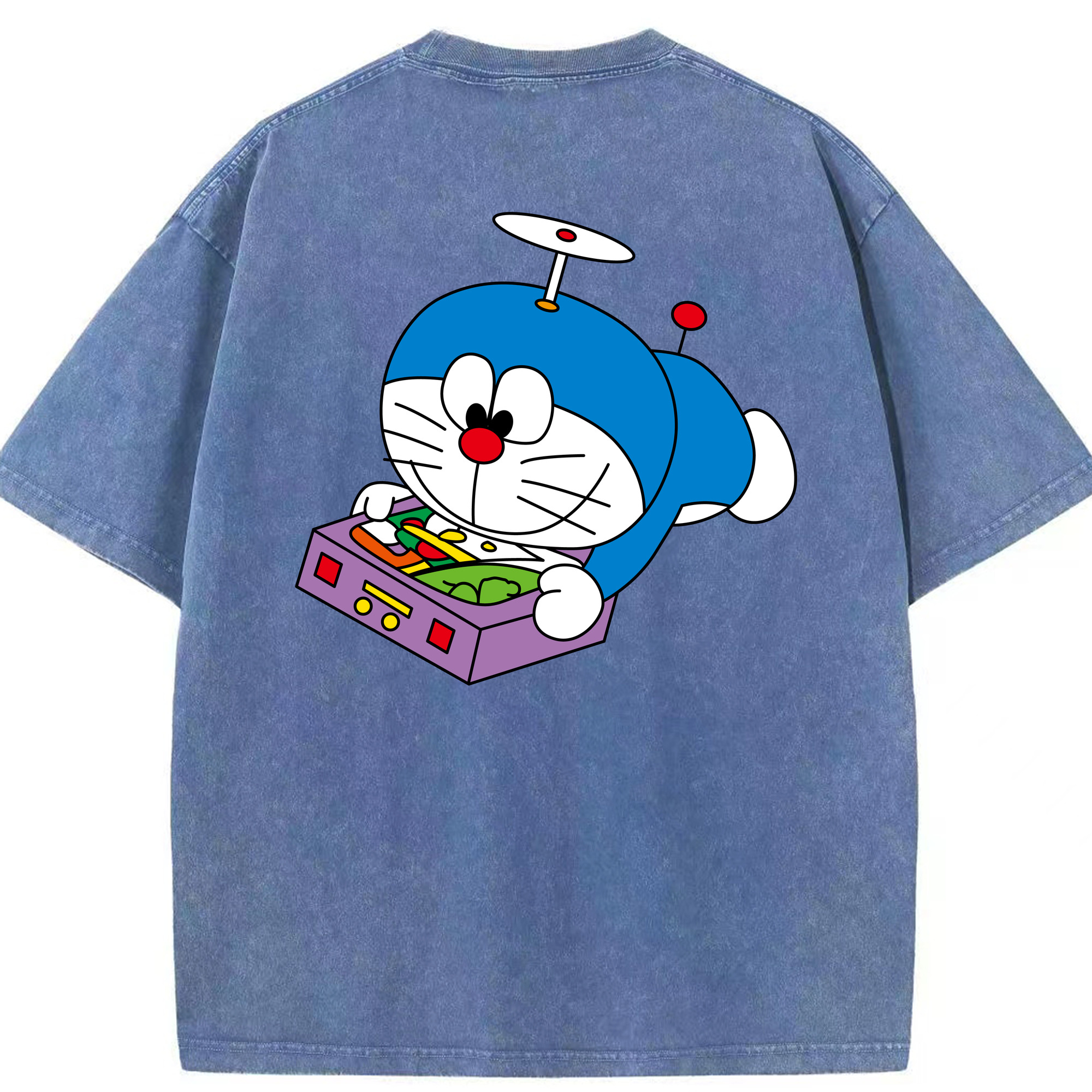 （画像用） ドラえもん Doraemon 綿100% ヴィンテージ風 半袖Tシャツ（背面プリント）