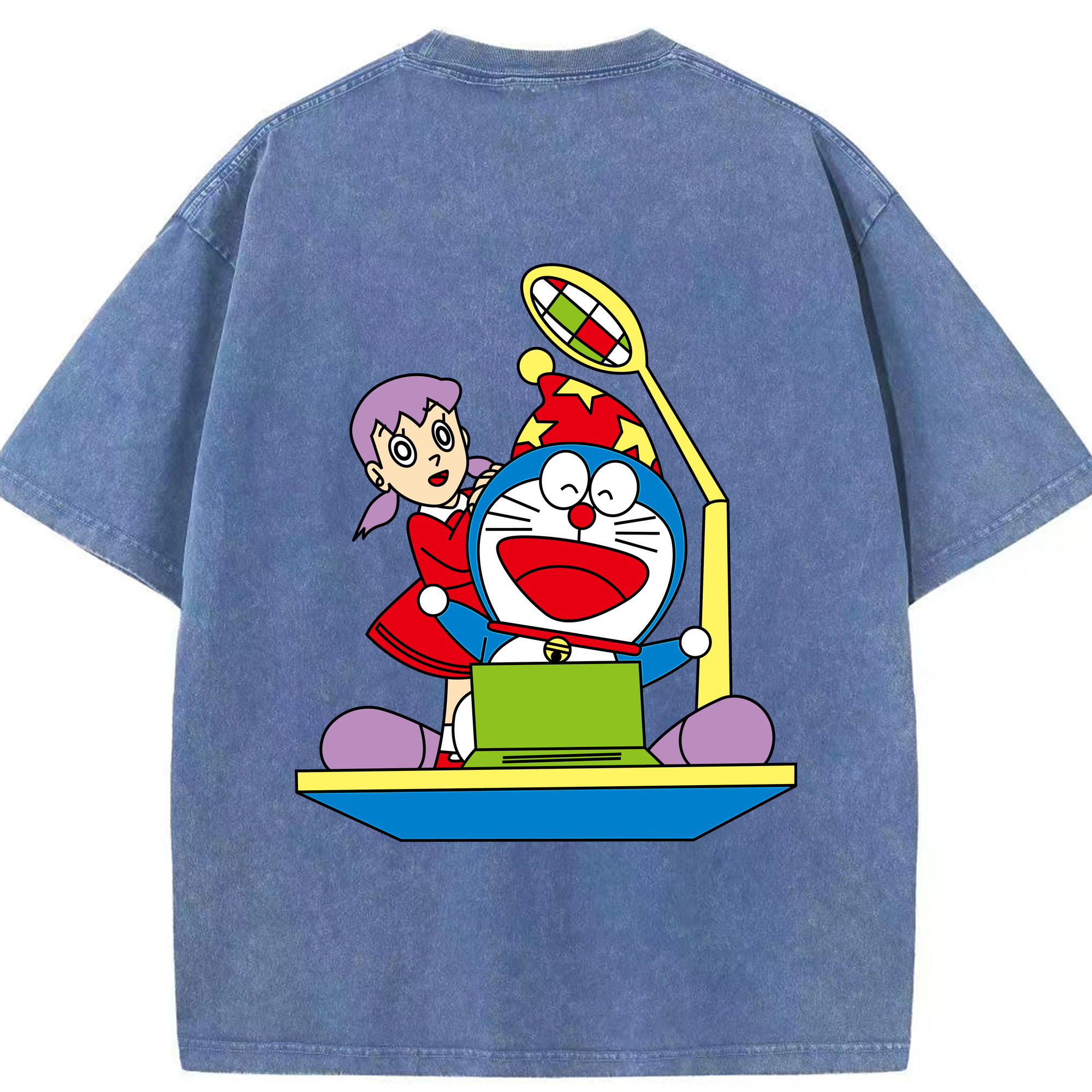 （画像用） ドラえもん みなもと しずか Doraemon Shizuka Minamoto 綿100% ヴィンテージ風 半袖Tシャツ（背面プリント）