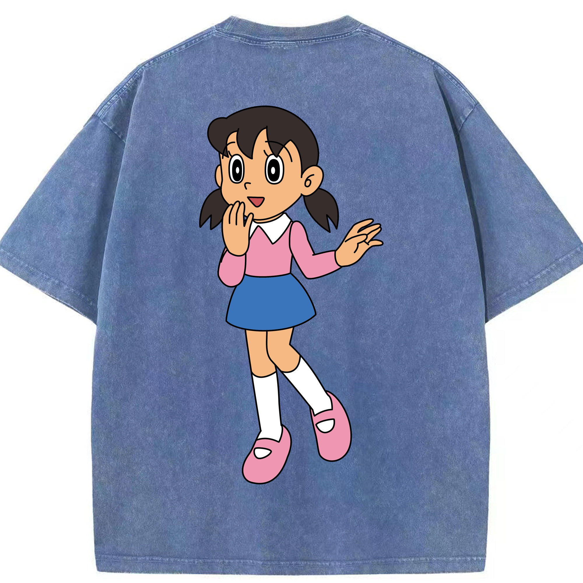 （画像用） ドラえもん みなもと しずか Doraemon Shizuka Minamoto 綿100% ヴィンテージ風 半袖Tシャツ（背面プリント）