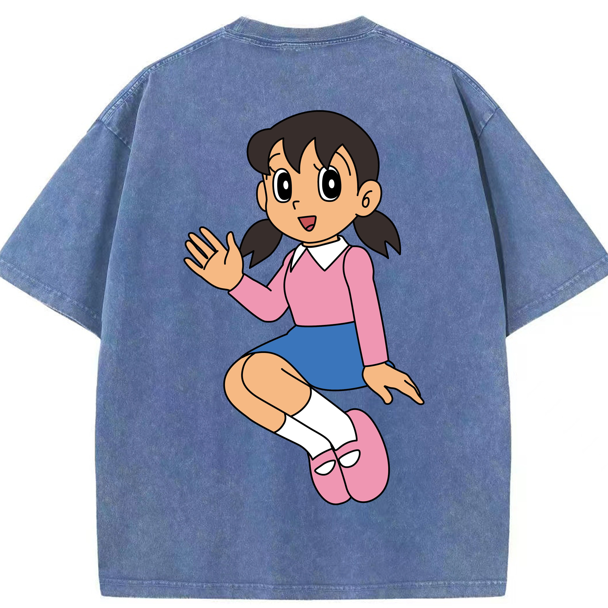 （画像用） ドラえもん みなもと しずか Doraemon Shizuka Minamoto 綿100% ヴィンテージ風 半袖Tシャツ（背面プリント）