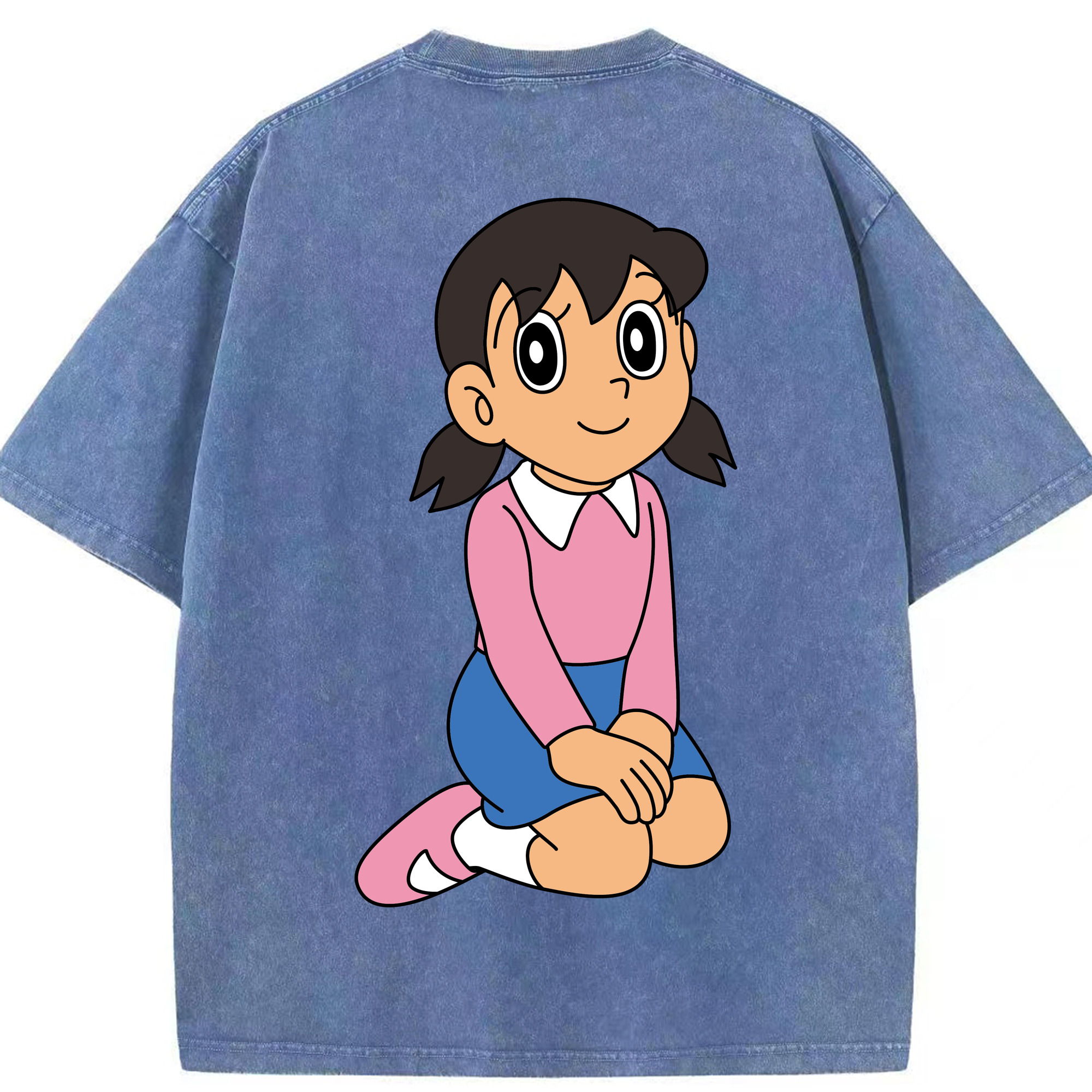 （画像用） ドラえもん みなもと しずか Doraemon Shizuka Minamoto 綿100% ヴィンテージ風 半袖Tシャツ（背面プリント）