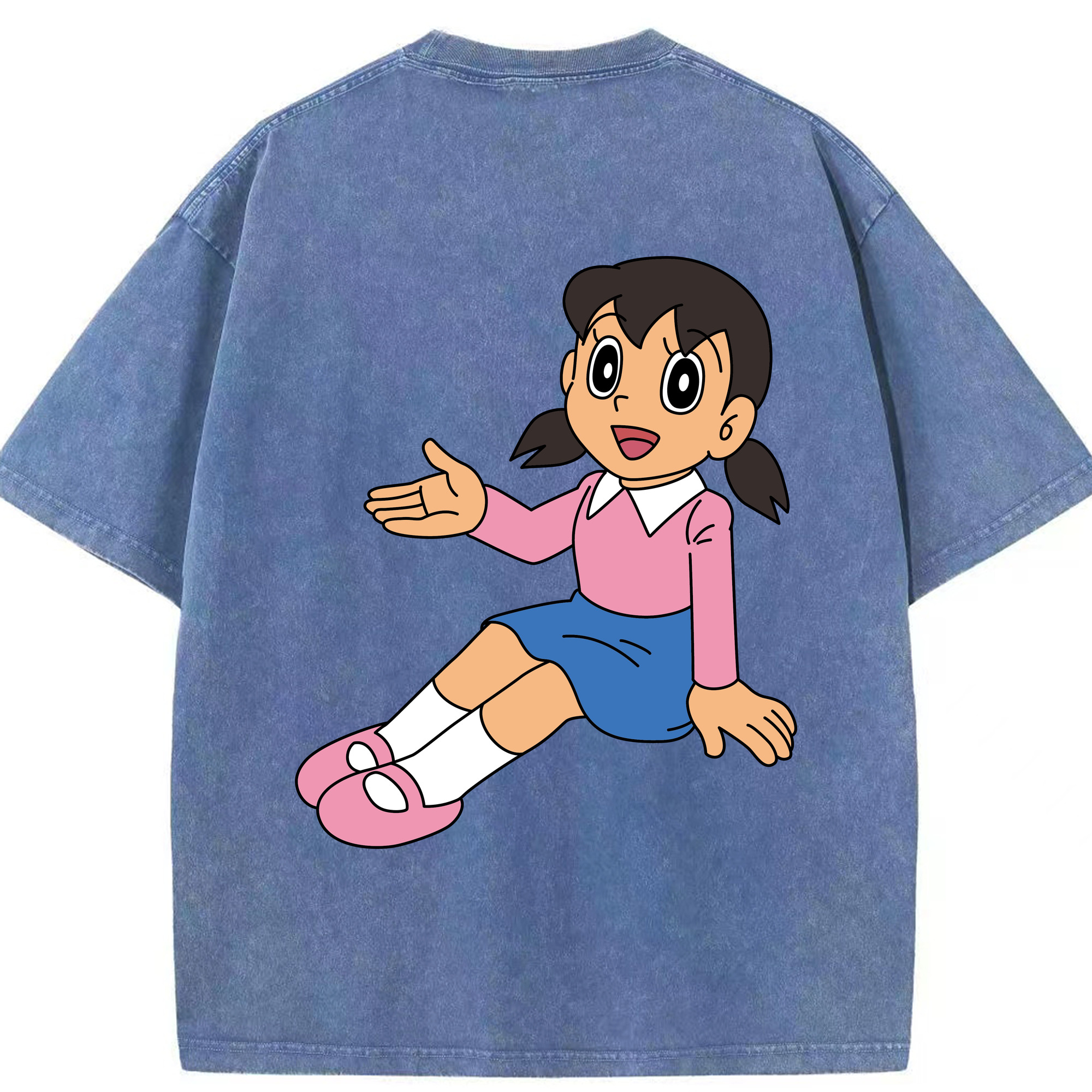 （画像用） ドラえもん みなもと しずか Doraemon Shizuka Minamoto 綿100% ヴィンテージ風 半袖Tシャツ（背面プリント）