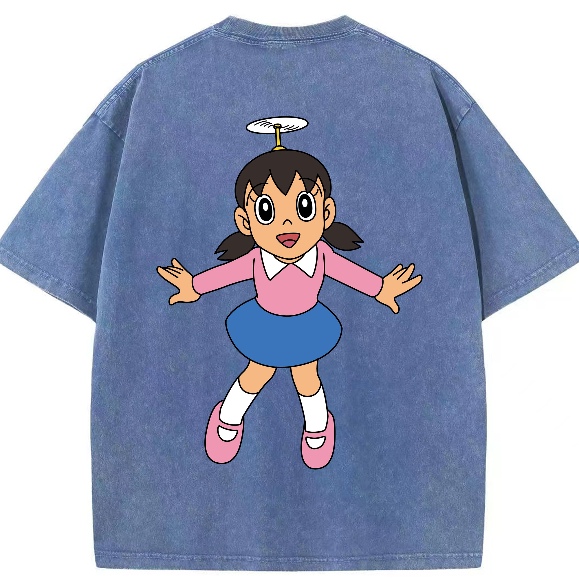（画像用） ドラえもん みなもと しずか Doraemon Shizuka Minamoto 綿100% ヴィンテージ風 半袖Tシャツ（背面プリント）