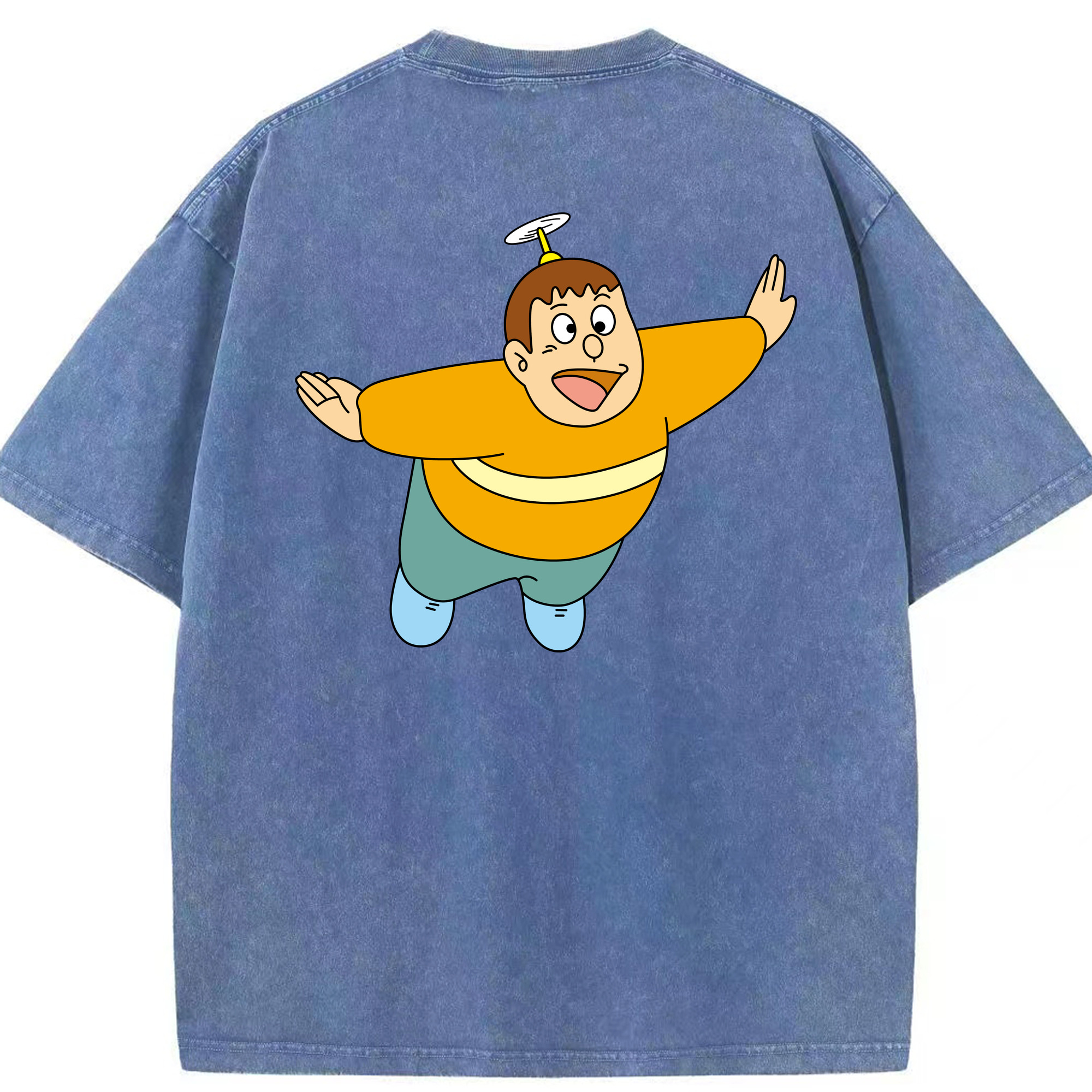（画像用） ドラえもん 剛田武 Doraemon Gouta Takeshi 綿100% ヴィンテージ風 半袖Tシャツ（背面プリント）