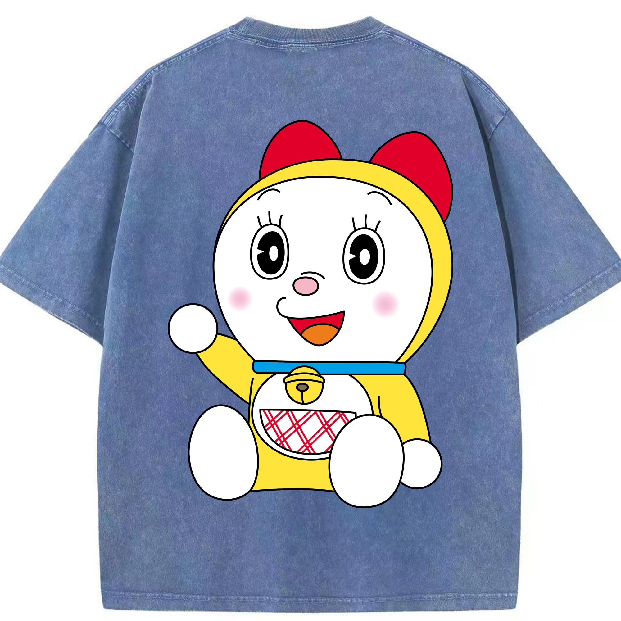 （画像用） ドラえもん ドラミ Doraemon Dorami 綿100% ヴィンテージ風 半袖Tシャツ（背面プリント）