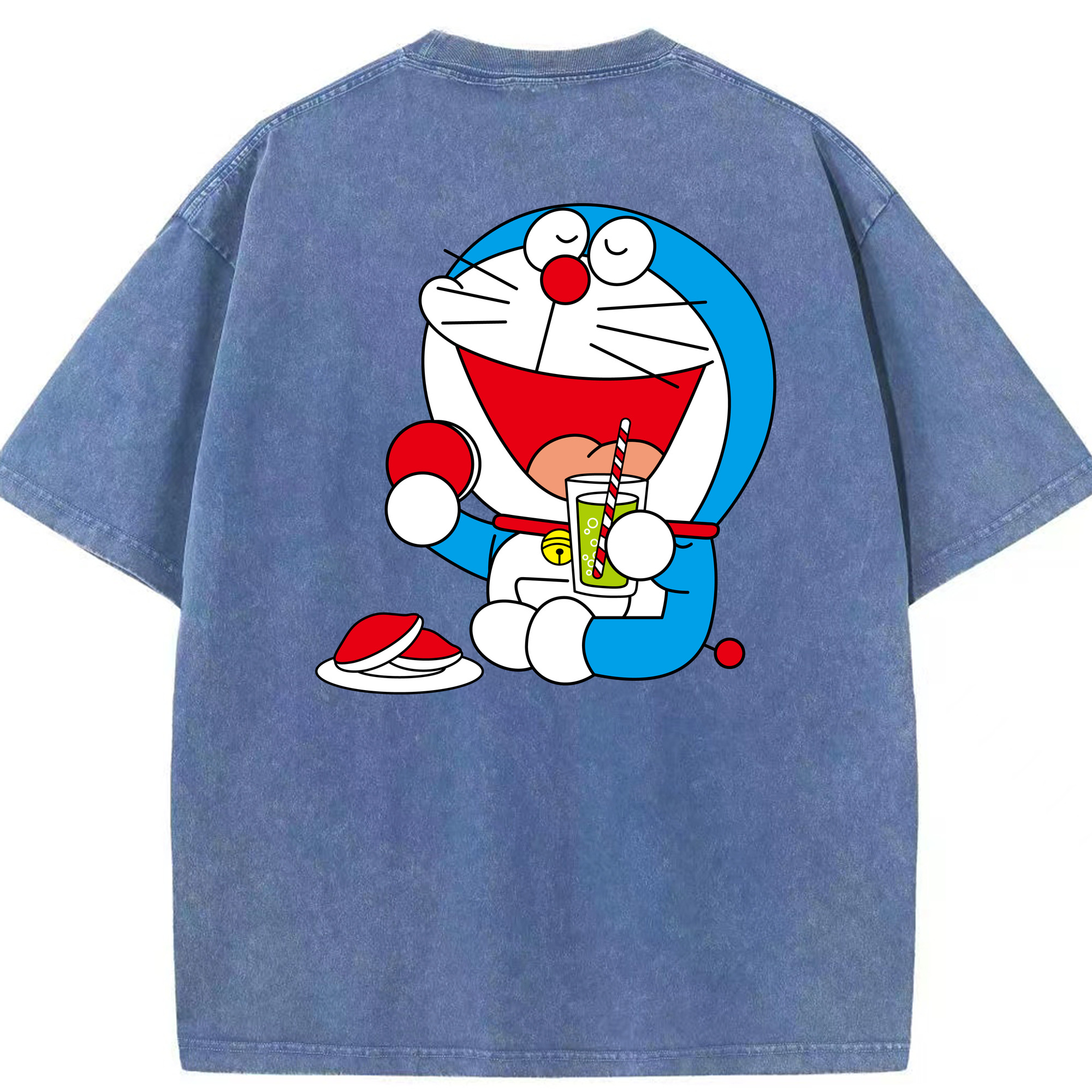 （画像用） ドラえもん Doraemon 綿100% ヴィンテージ風 半袖Tシャツ（背面プリント）