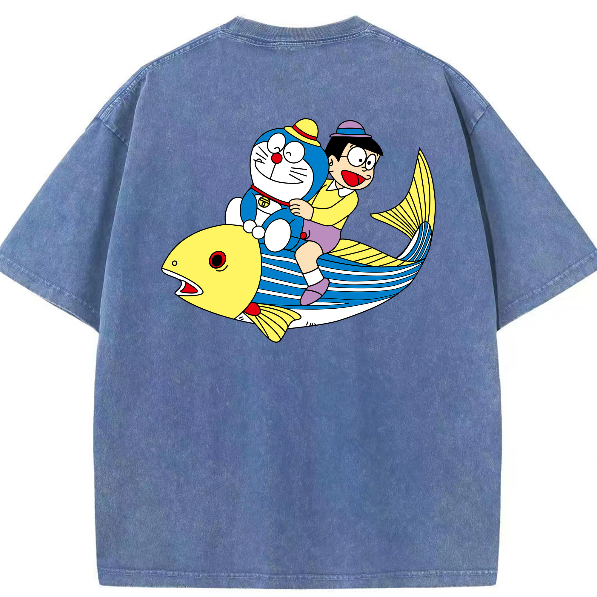 （画像用） ドラえもん 野比 のび太 Doraemon Nobita Nobi 綿100% ヴィンテージ風 半袖Tシャツ（背面プリント）