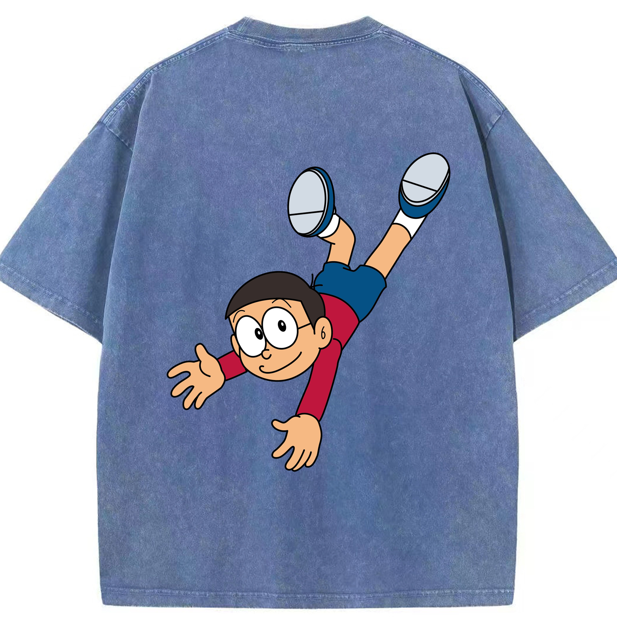 （画像用） ドラえもん 野比 のび太 Doraemon Nobita Nobi 綿100% ヴィンテージ風 半袖Tシャツ（背面プリント）