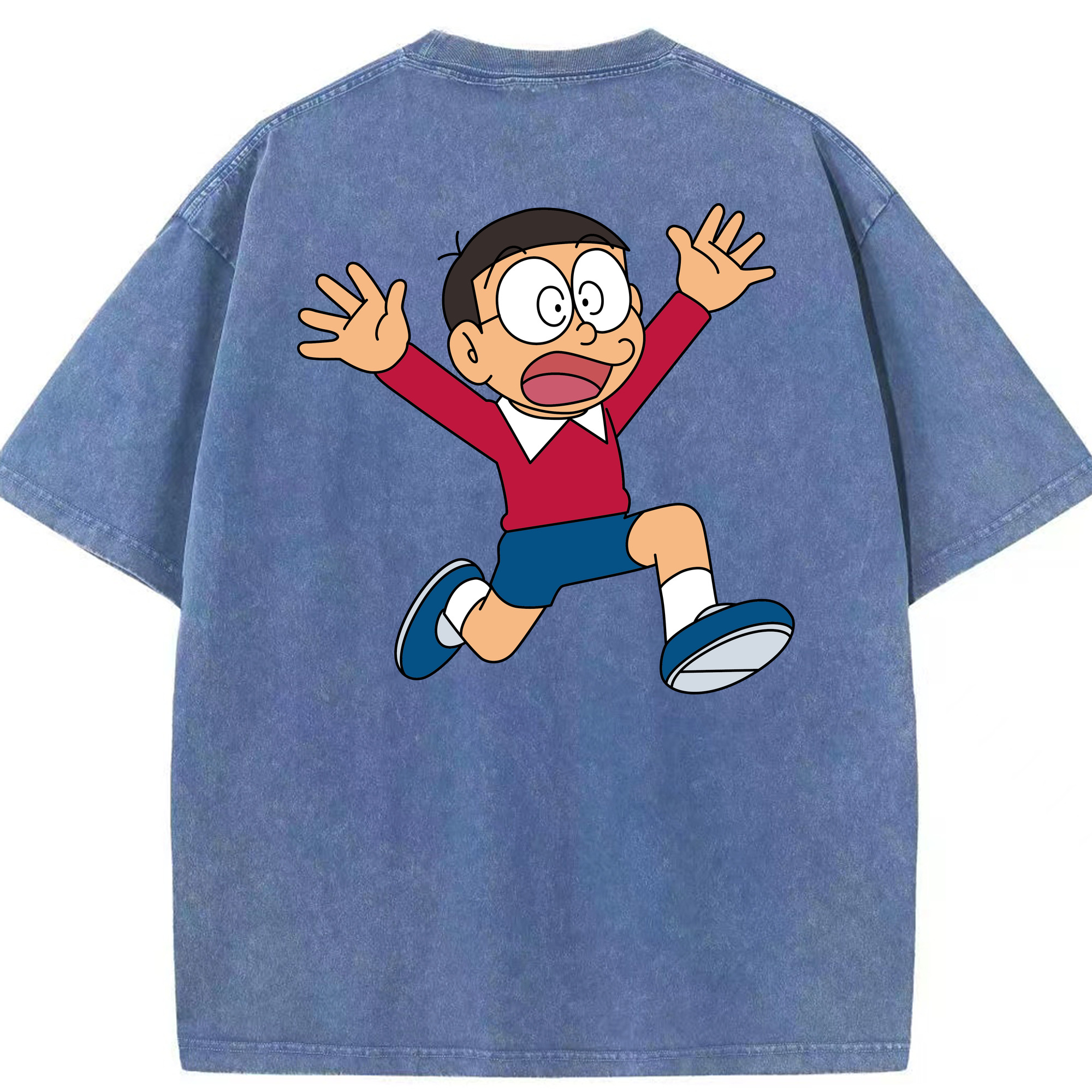 （画像用） ドラえもん 野比 のび太 Doraemon Nobita Nobi 綿100% ヴィンテージ風 半袖Tシャツ（背面プリント）