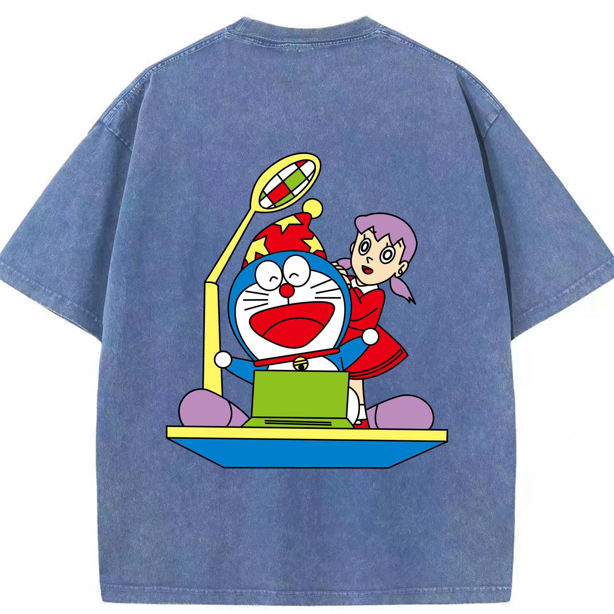 （画像用） ドラえもん みなもと しずか Doraemon Shizuka Minamoto 綿100% ヴィンテージ風 半袖Tシャツ（背面プリント）