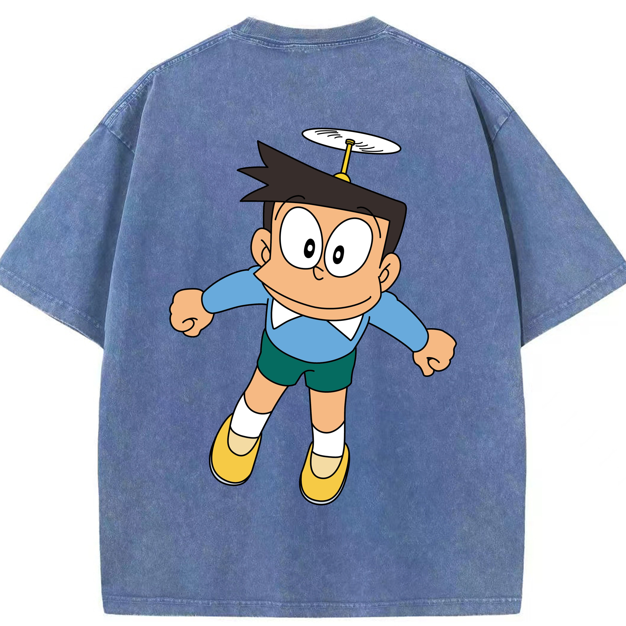 （画像用） ドラえもん 骨川 スネ夫 Doraemon Honekawa Suneo 綿100% ヴィンテージ風 半袖Tシャツ（背面プリント）