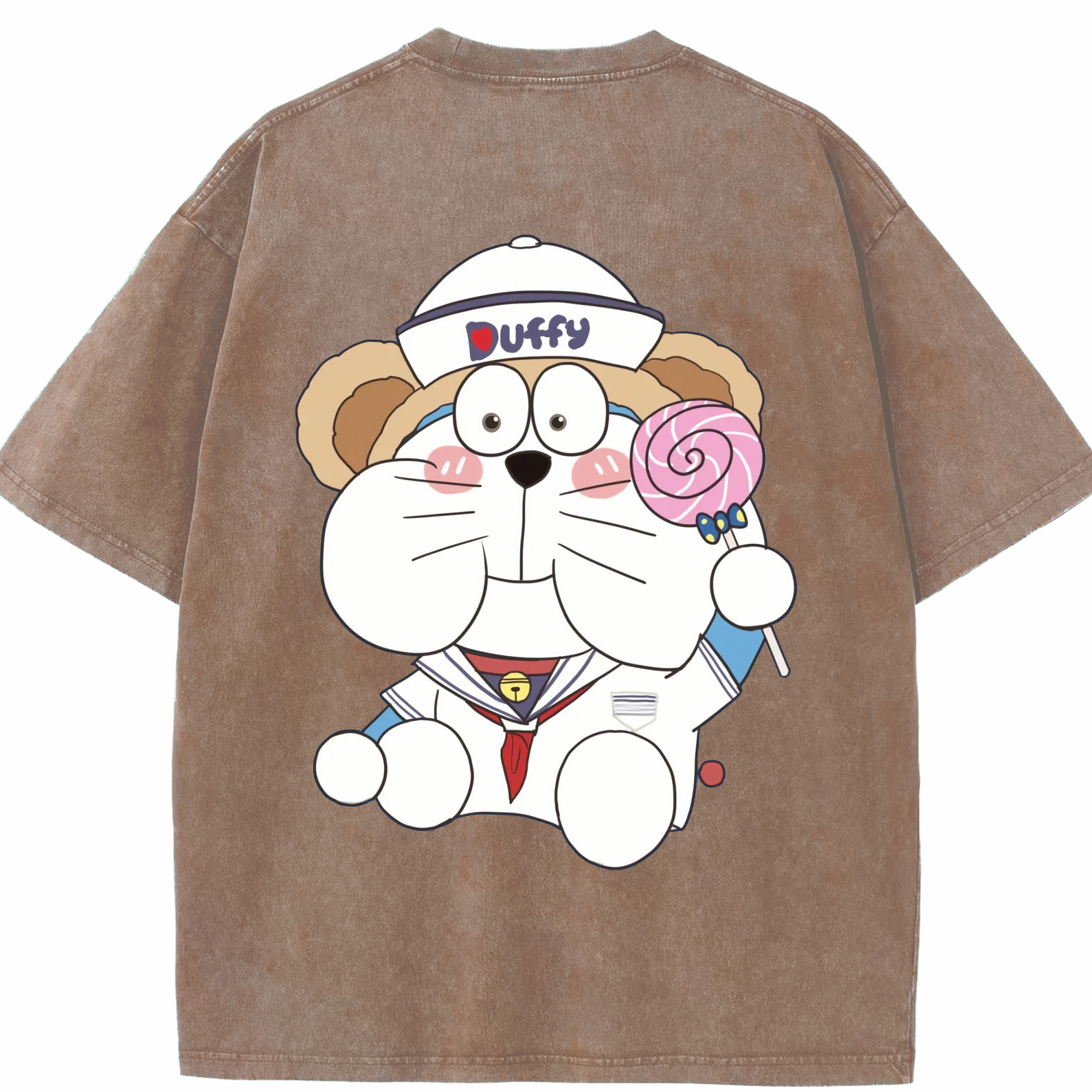 （画像用） ドラえもん Doraemon 綿100% ヴィンテージ風 半袖Tシャツ（背面プリント）