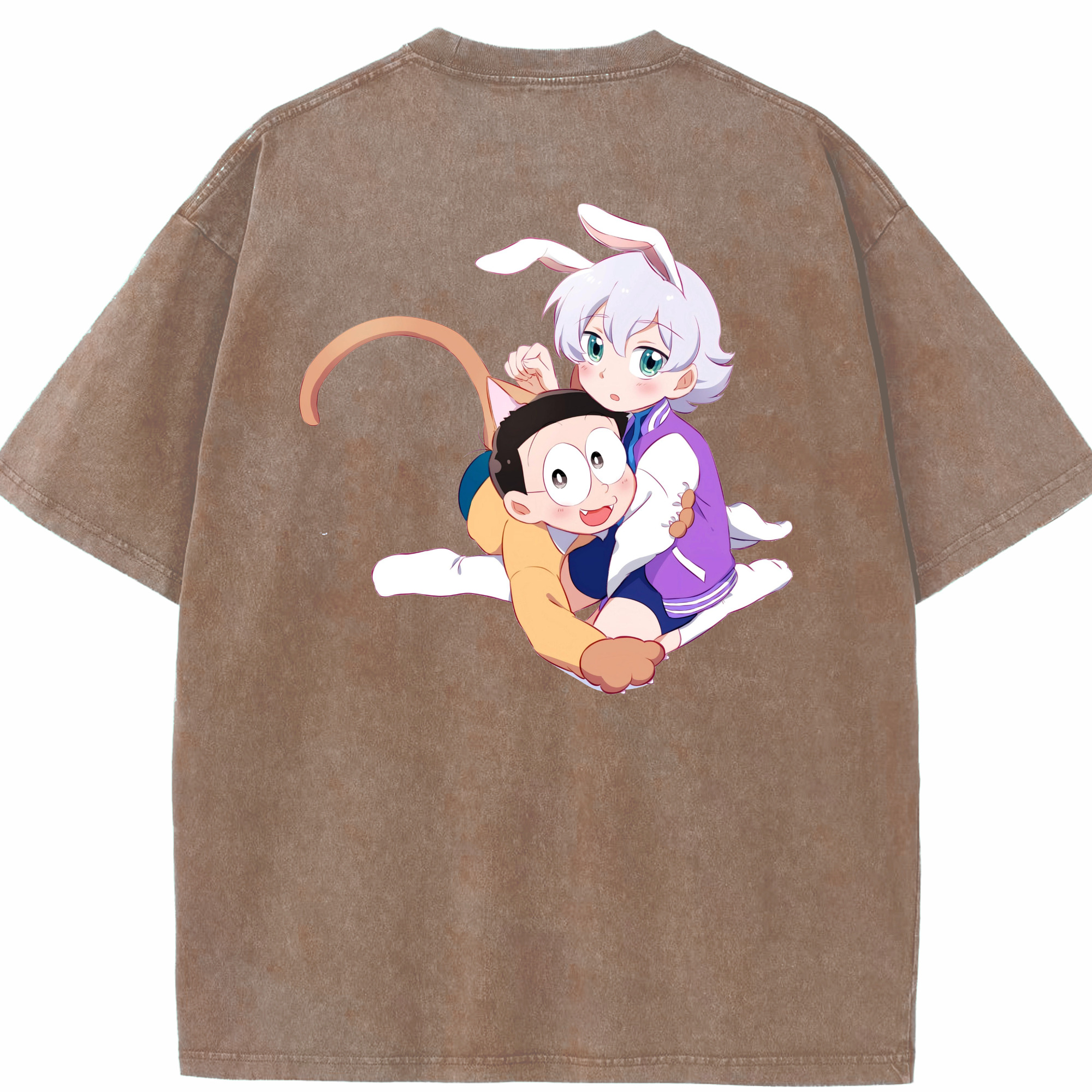 （画像用） ドラえもん 野比 のび太 Doraemon Nobita Nobi 綿100% ヴィンテージ風 半袖Tシャツ（背面プリント）