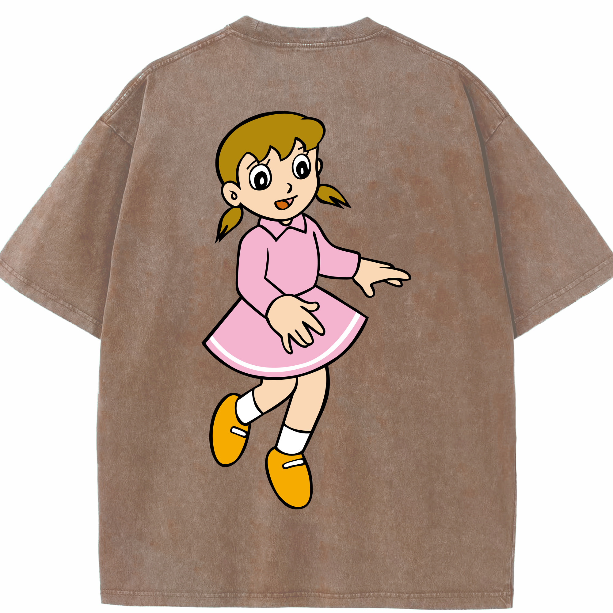 （画像用） ドラえもん みなもと しずか Doraemon Shizuka Minamoto 綿100% ヴィンテージ風 半袖Tシャツ（背面プリント）