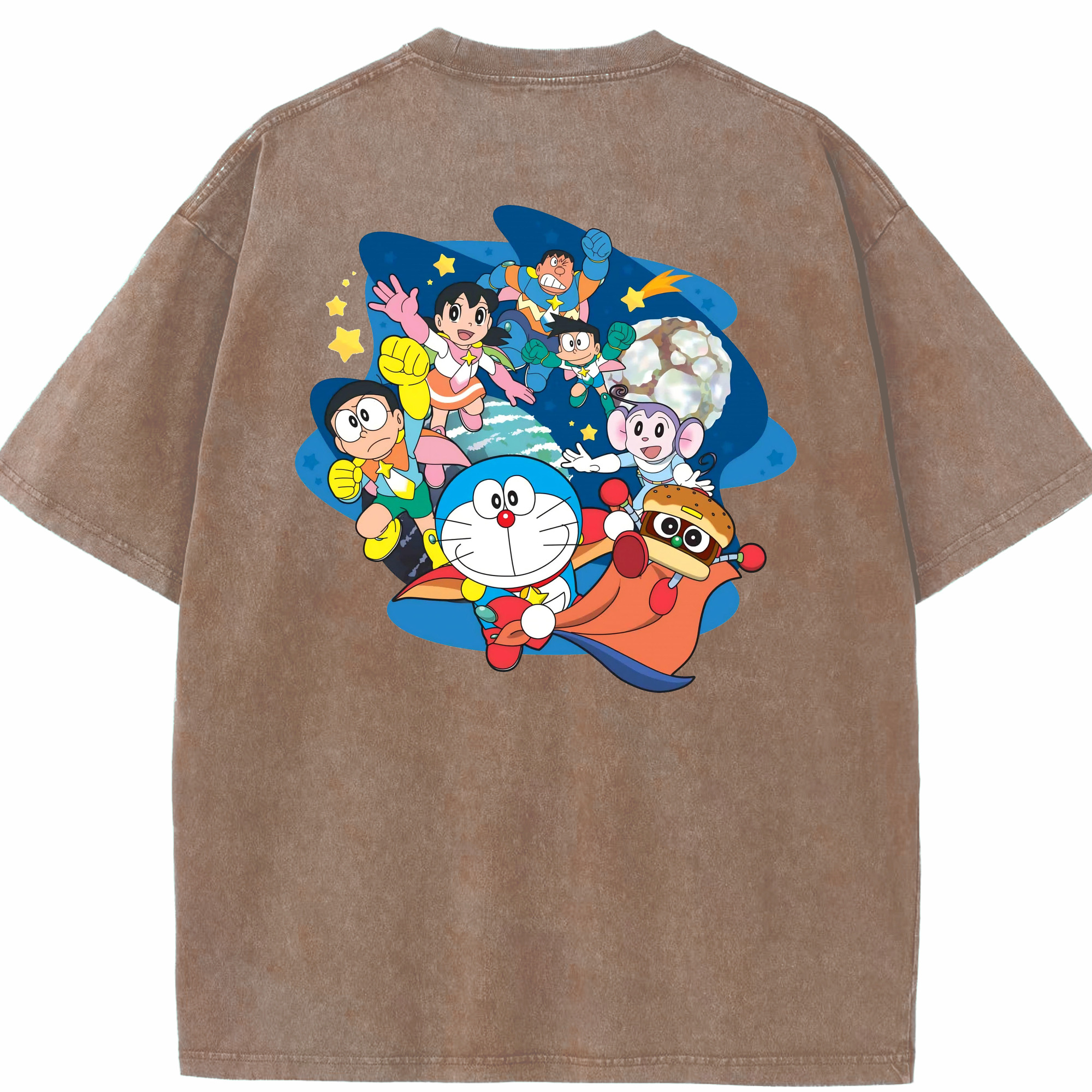 （画像用） ドラえもん Doraemon 綿100% ヴィンテージ風 半袖Tシャツ（背面プリント）