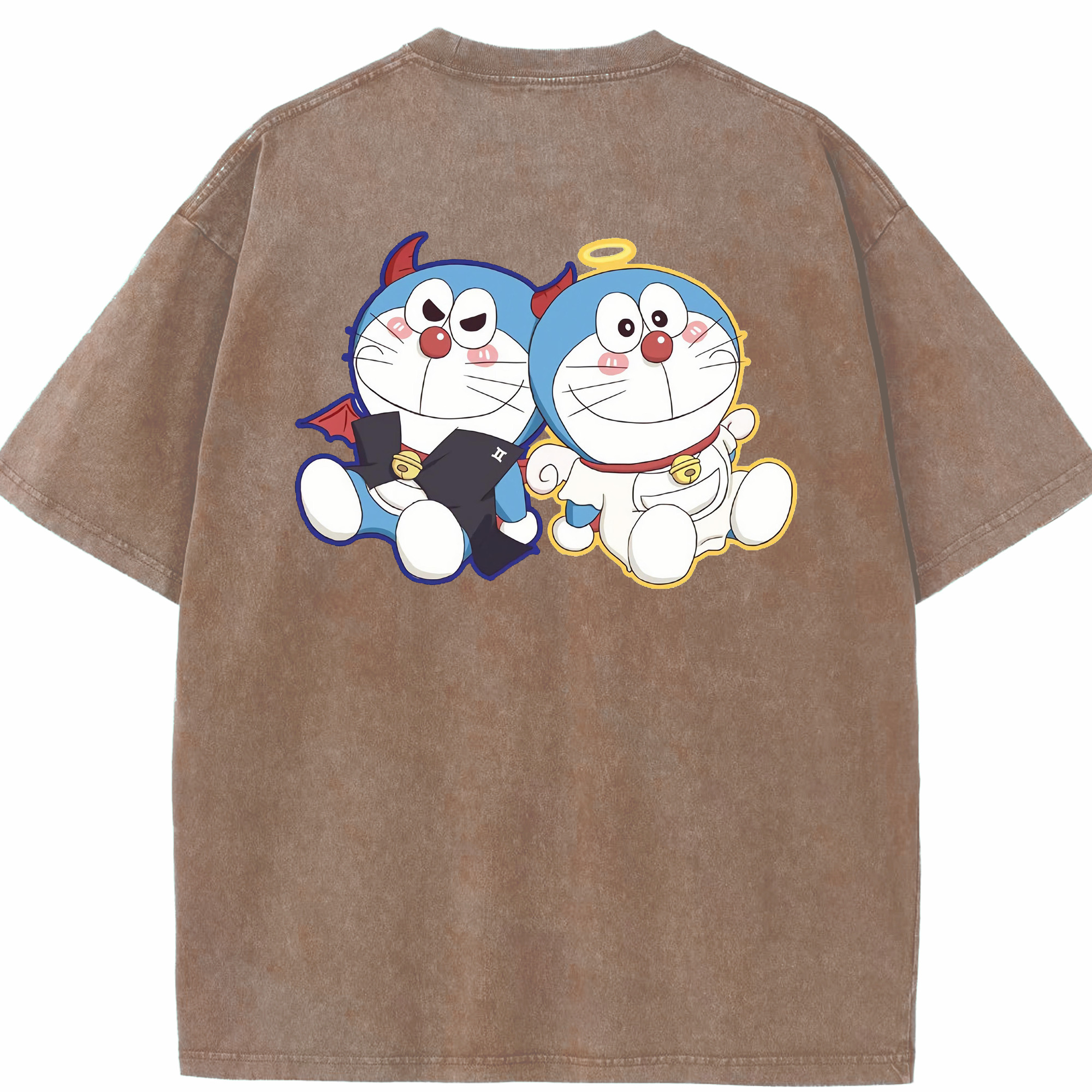 （画像用） ドラえもん Doraemon 綿100% ヴィンテージ風 半袖Tシャツ（背面プリント）