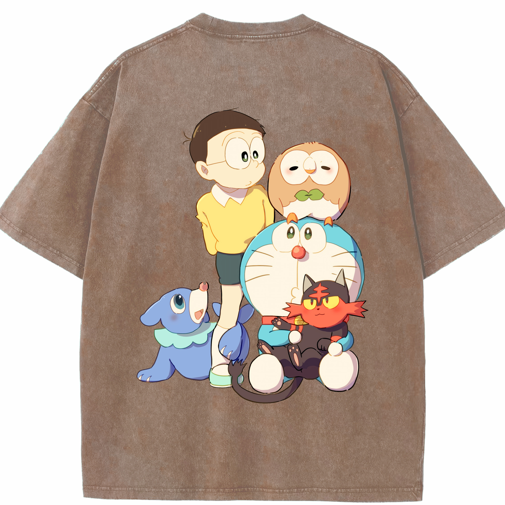 （画像用） ドラえもん Doraemon 綿100% ヴィンテージ風 半袖Tシャツ（背面プリント）