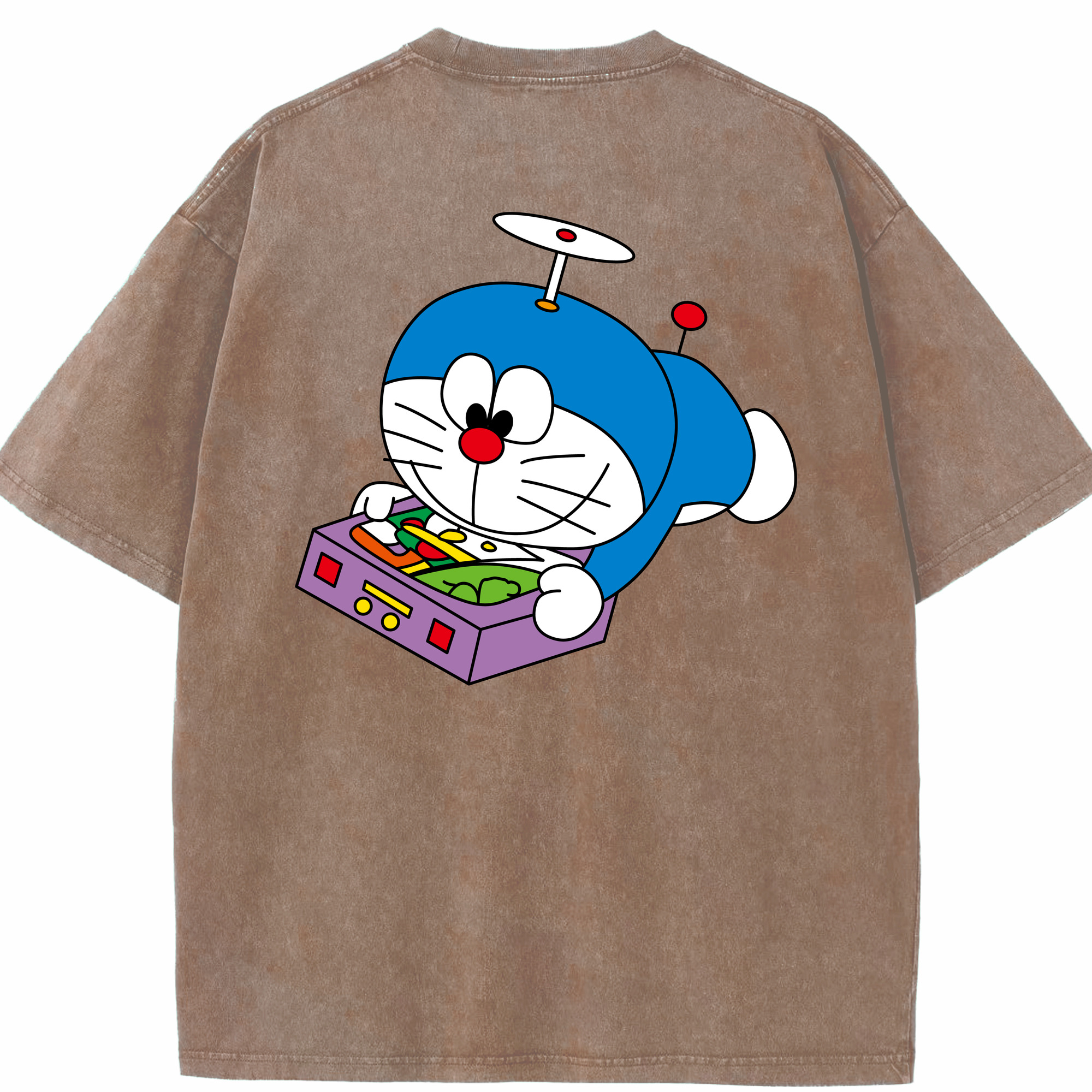 （画像用） ドラえもん Doraemon 綿100% ヴィンテージ風 半袖Tシャツ（背面プリント）