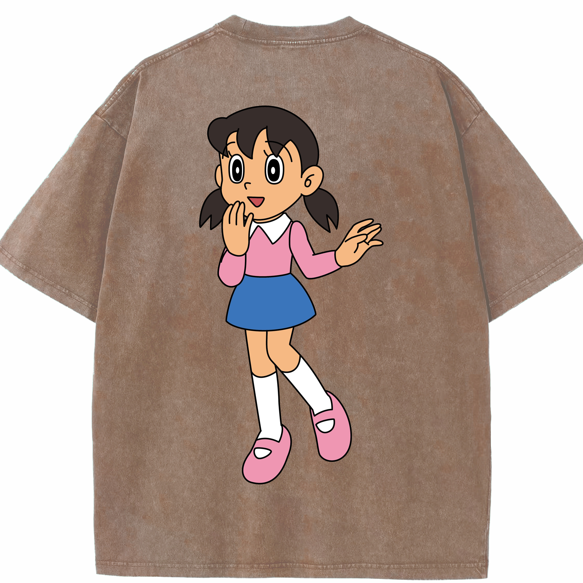 （画像用） ドラえもん みなもと しずか Doraemon Shizuka Minamoto 綿100% ヴィンテージ風 半袖Tシャツ（背面プリント）