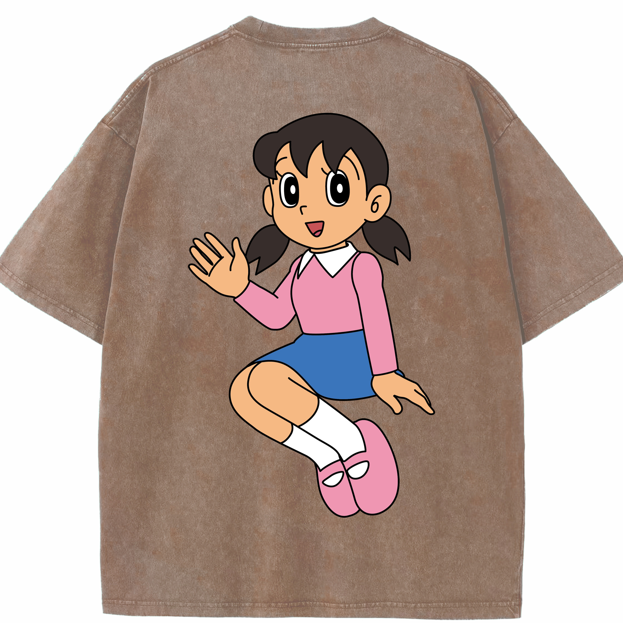 （画像用） ドラえもん みなもと しずか Doraemon Shizuka Minamoto 綿100% ヴィンテージ風 半袖Tシャツ（背面プリント）