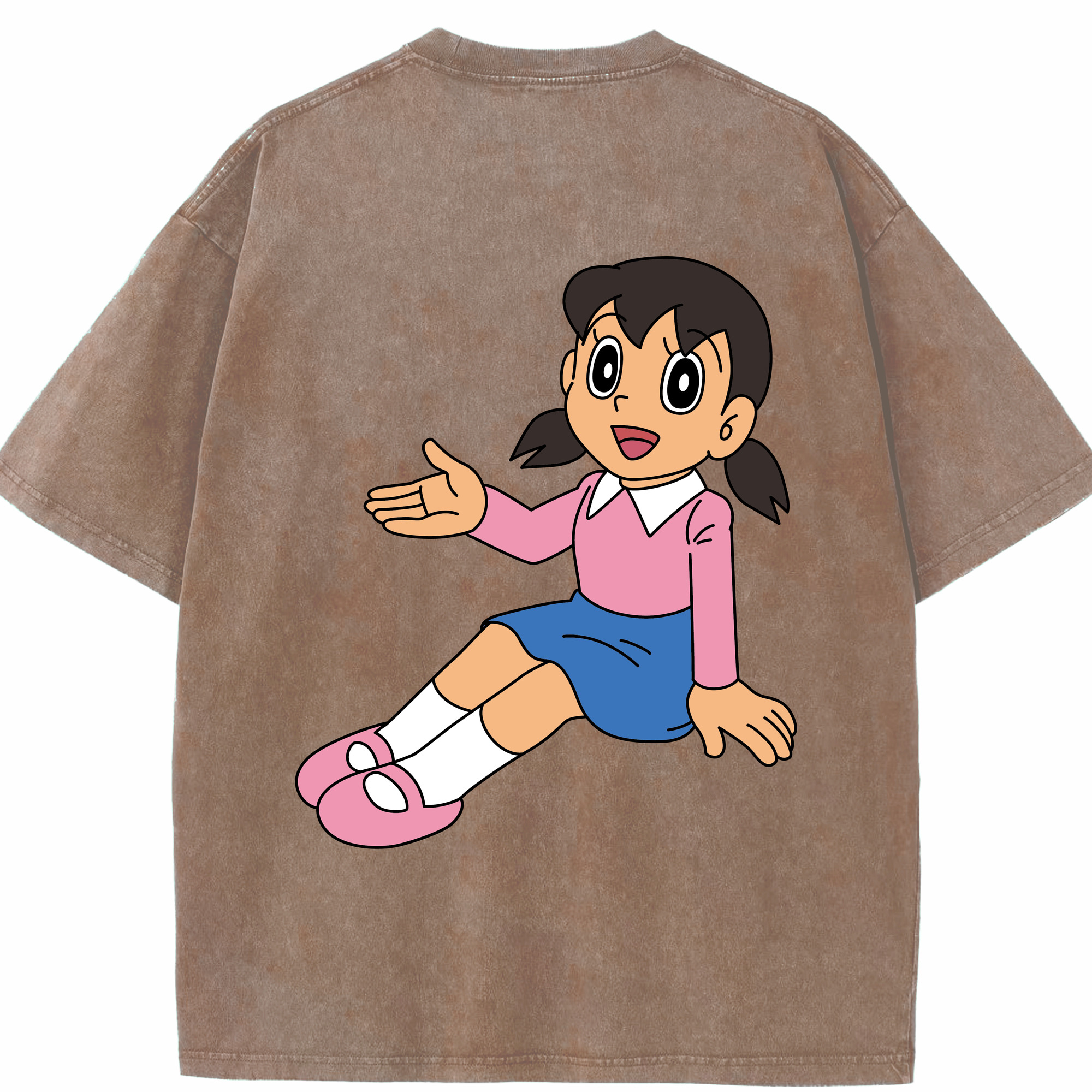 （画像用） ドラえもん みなもと しずか Doraemon Shizuka Minamoto 綿100% ヴィンテージ風 半袖Tシャツ（背面プリント）