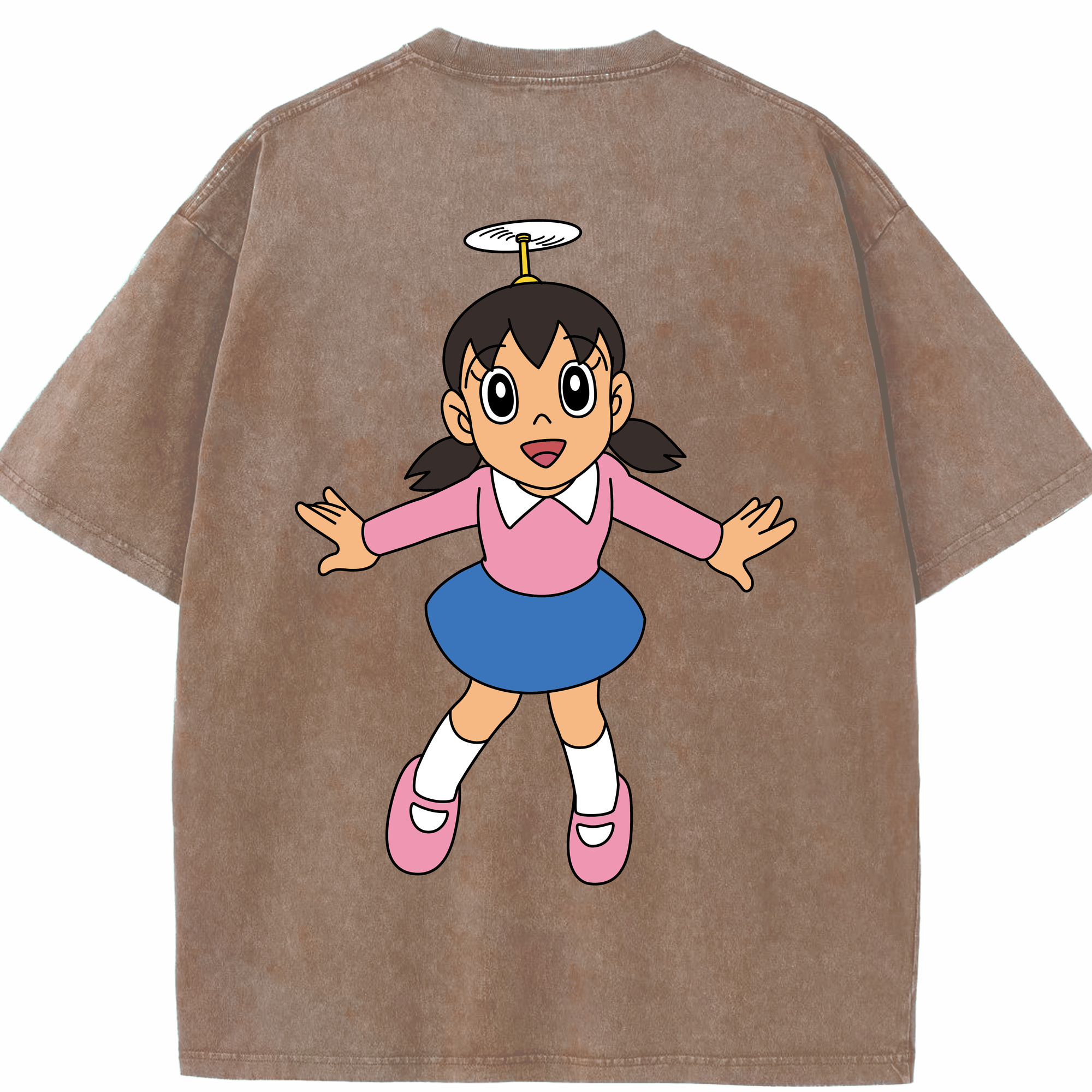 （画像用） ドラえもん みなもと しずか Doraemon Shizuka Minamoto 綿100% ヴィンテージ風 半袖Tシャツ（背面プリント）