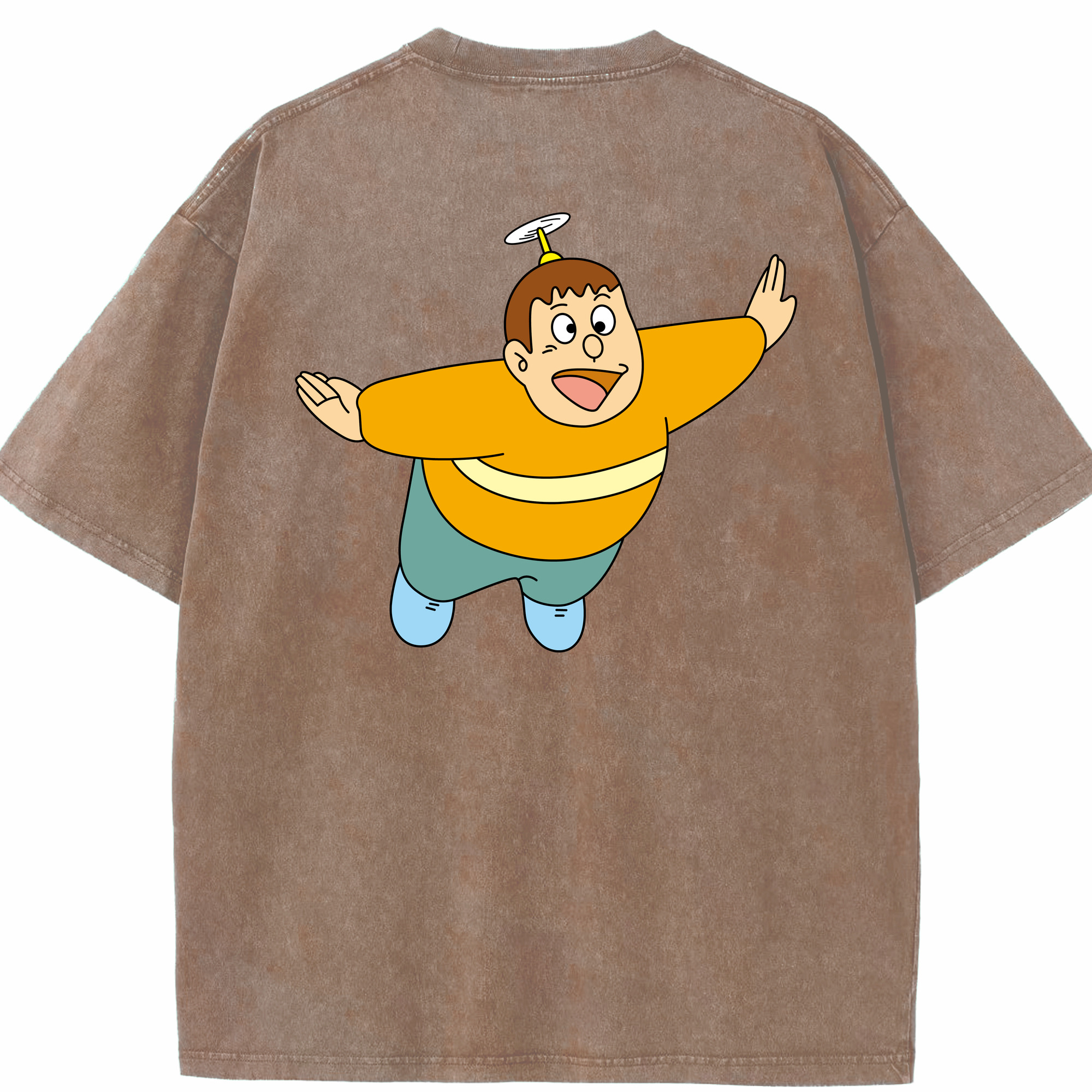 （画像用） ドラえもん 剛田武 Doraemon Gouta Takeshi 綿100% ヴィンテージ風 半袖Tシャツ（背面プリント）