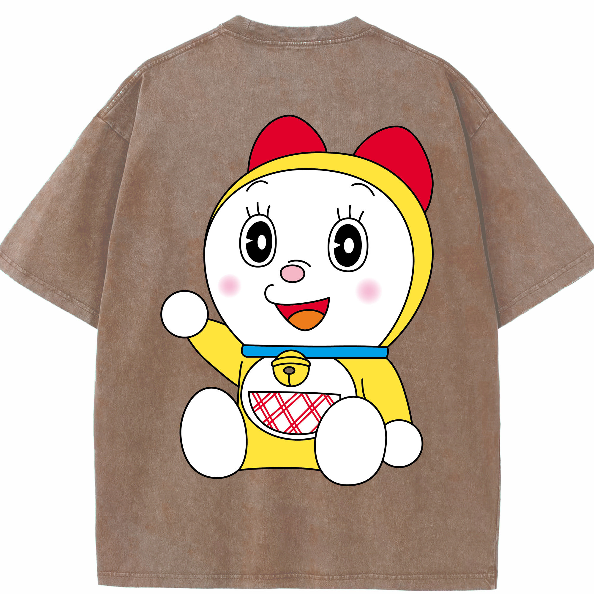 （画像用） ドラえもん ドラミ Doraemon Dorami 綿100% ヴィンテージ風 半袖Tシャツ（背面プリント）