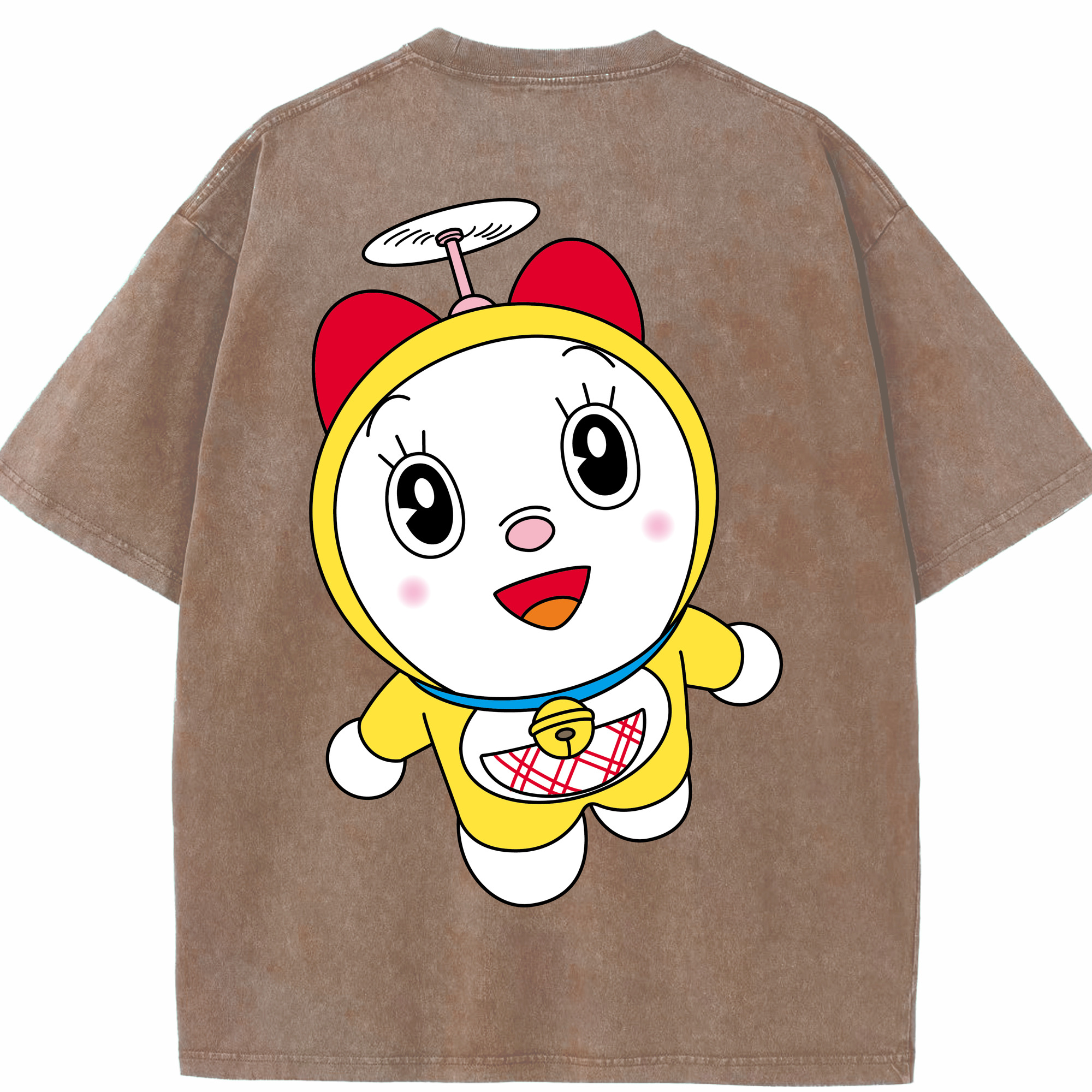 （画像用） ドラえもん ドラミ Doraemon Dorami 綿100% ヴィンテージ風 半袖Tシャツ（背面プリント）