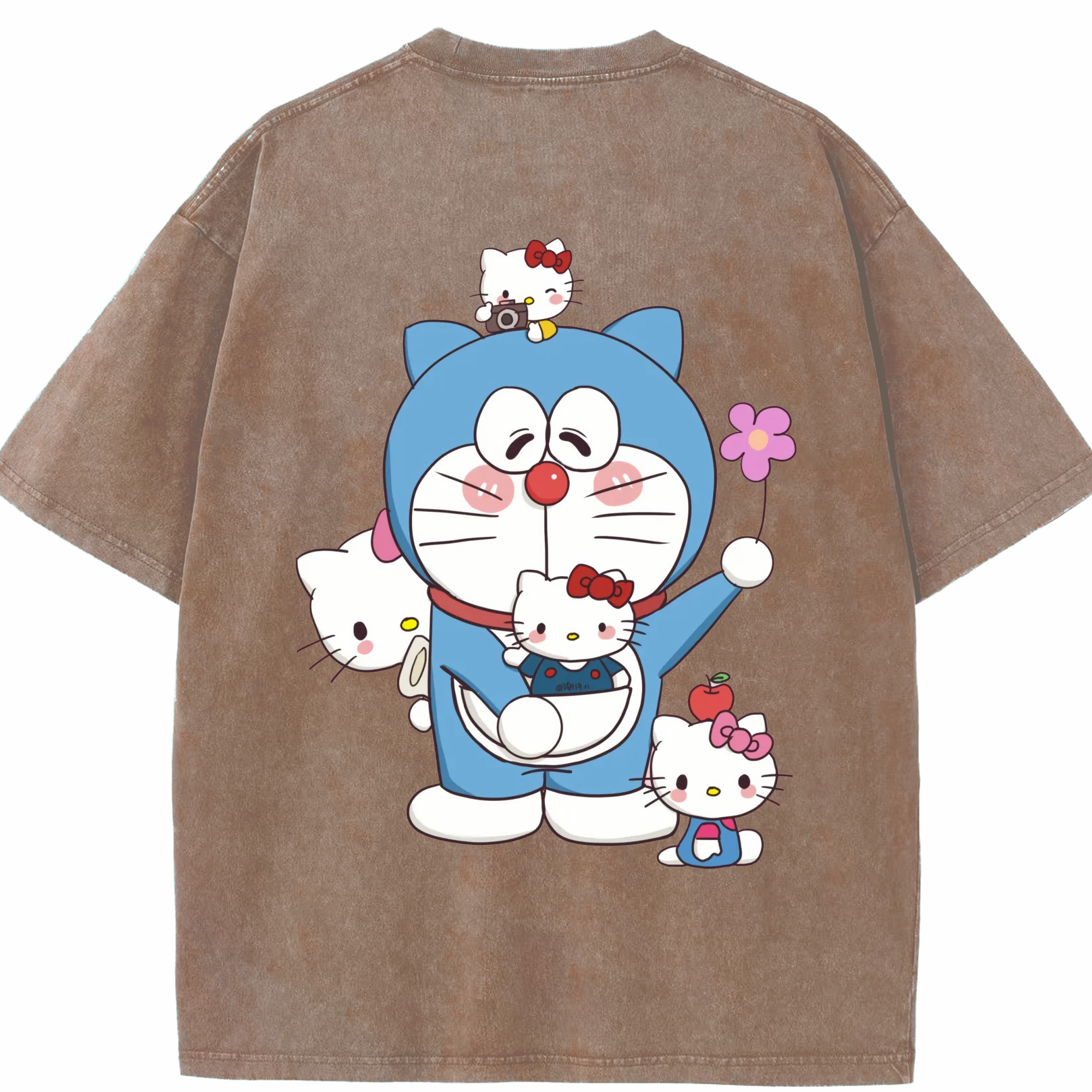 （画像用） ドラえもん Doraemon 綿100% ヴィンテージ風 半袖Tシャツ（背面プリント）