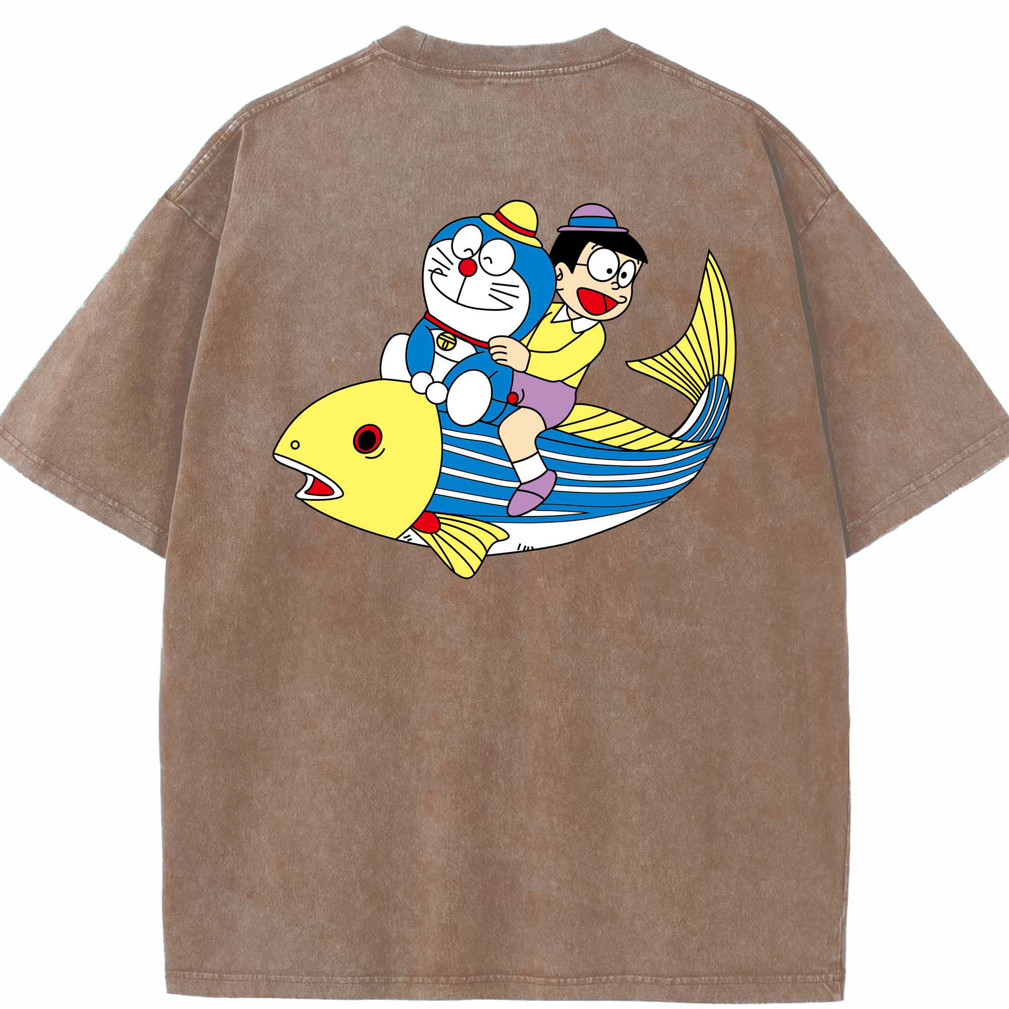 （画像用） ドラえもん 野比 のび太 Doraemon Nobita Nobi 綿100% ヴィンテージ風 半袖Tシャツ（背面プリント）