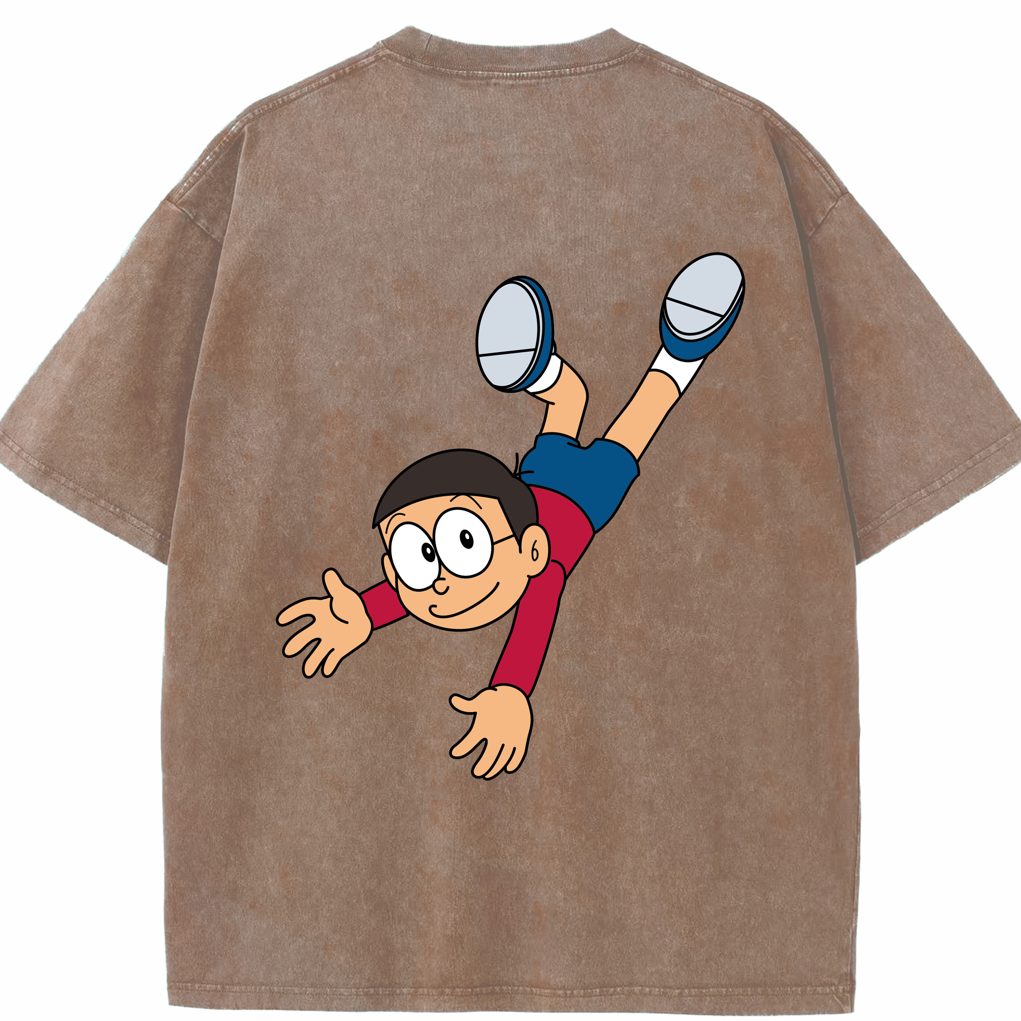 （画像用） ドラえもん 野比 のび太 Doraemon Nobita Nobi 綿100% ヴィンテージ風 半袖Tシャツ（背面プリント）