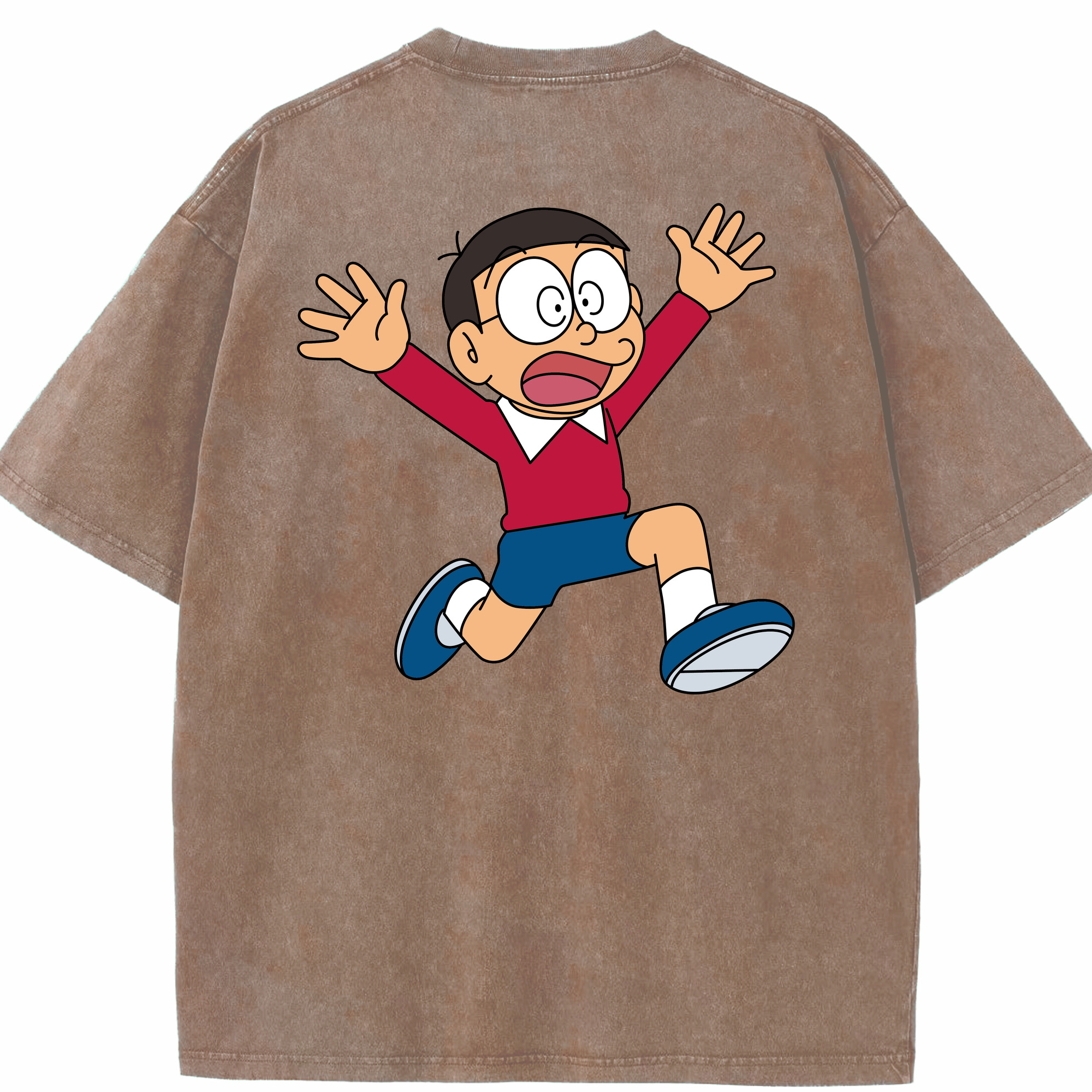 （画像用） ドラえもん 野比 のび太 Doraemon Nobita Nobi 綿100% ヴィンテージ風 半袖Tシャツ（背面プリント）
