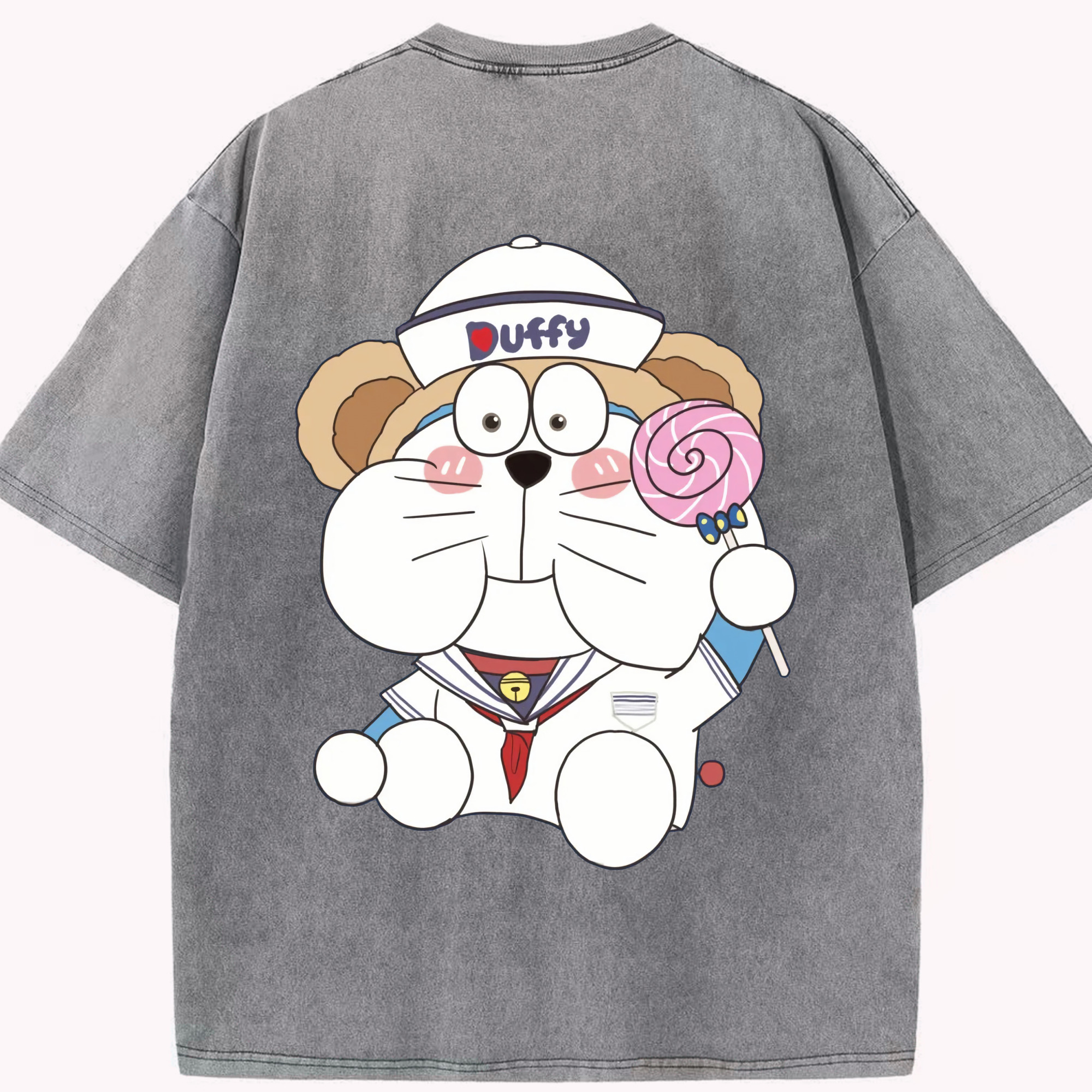（画像用） ドラえもん Doraemon 綿100% ヴィンテージ風 半袖Tシャツ（背面プリント）