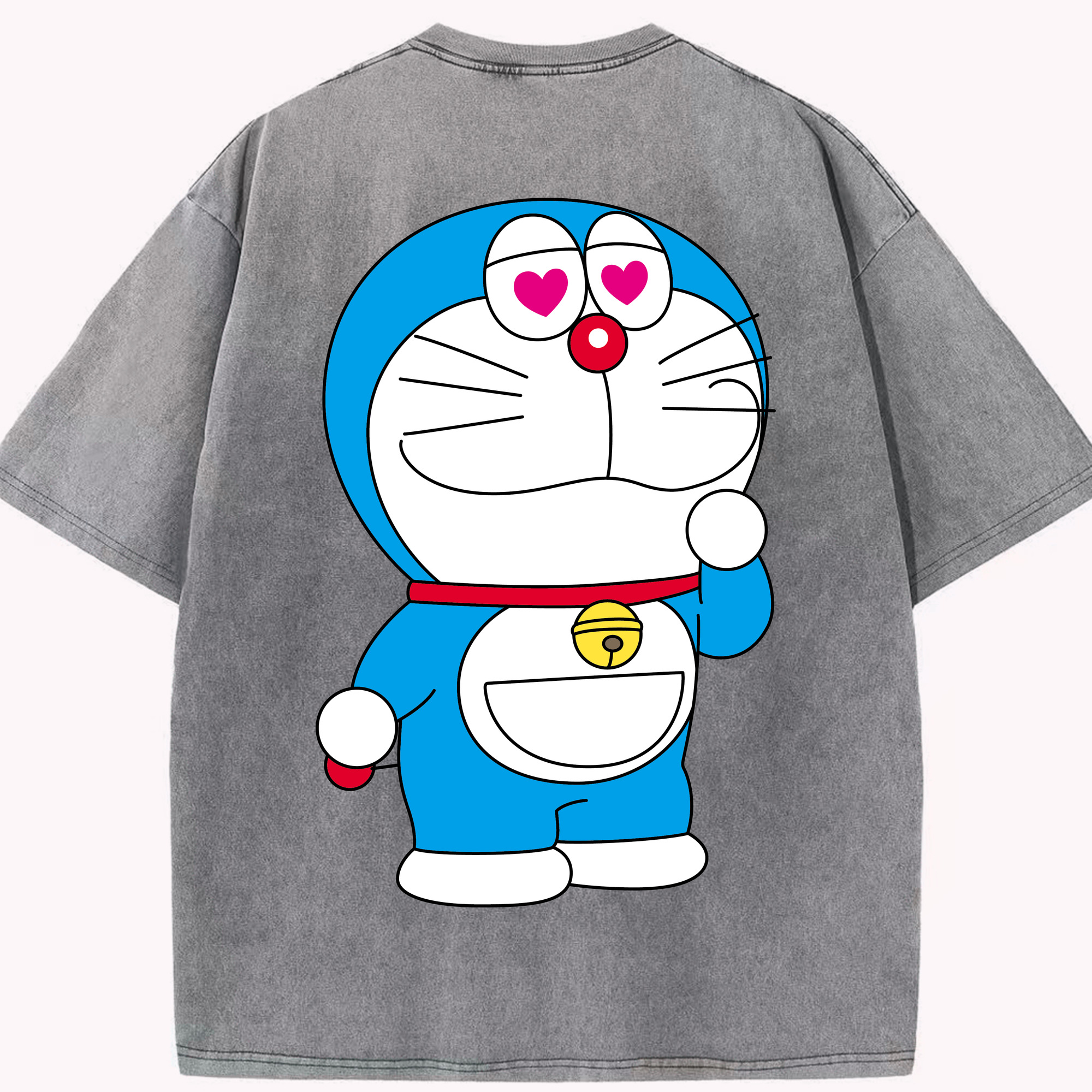 （画像用） ドラえもん Doraemon 綿100% ヴィンテージ風 半袖Tシャツ（背面プリント）