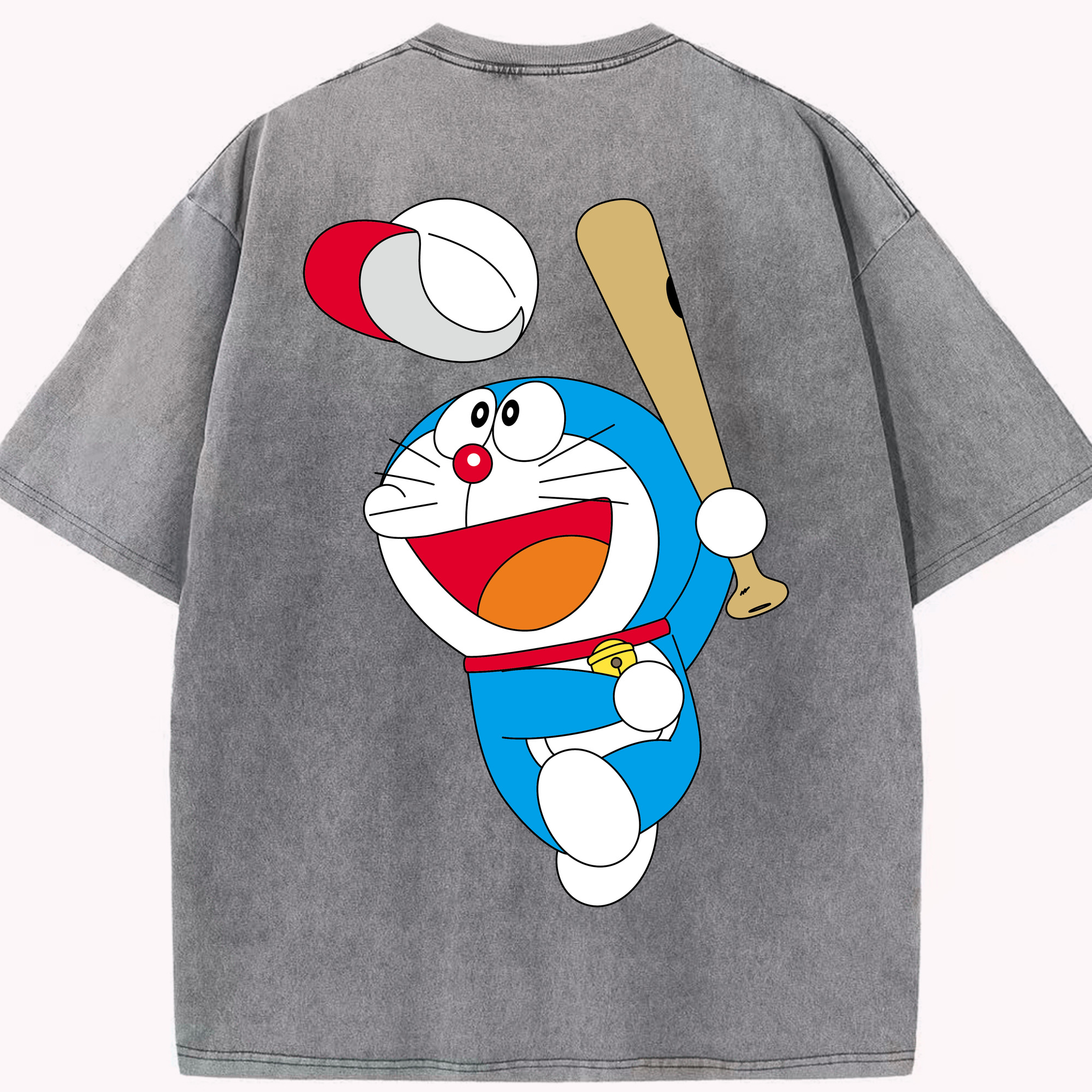 （画像用） ドラえもん Doraemon 綿100% ヴィンテージ風 半袖Tシャツ（背面プリント）