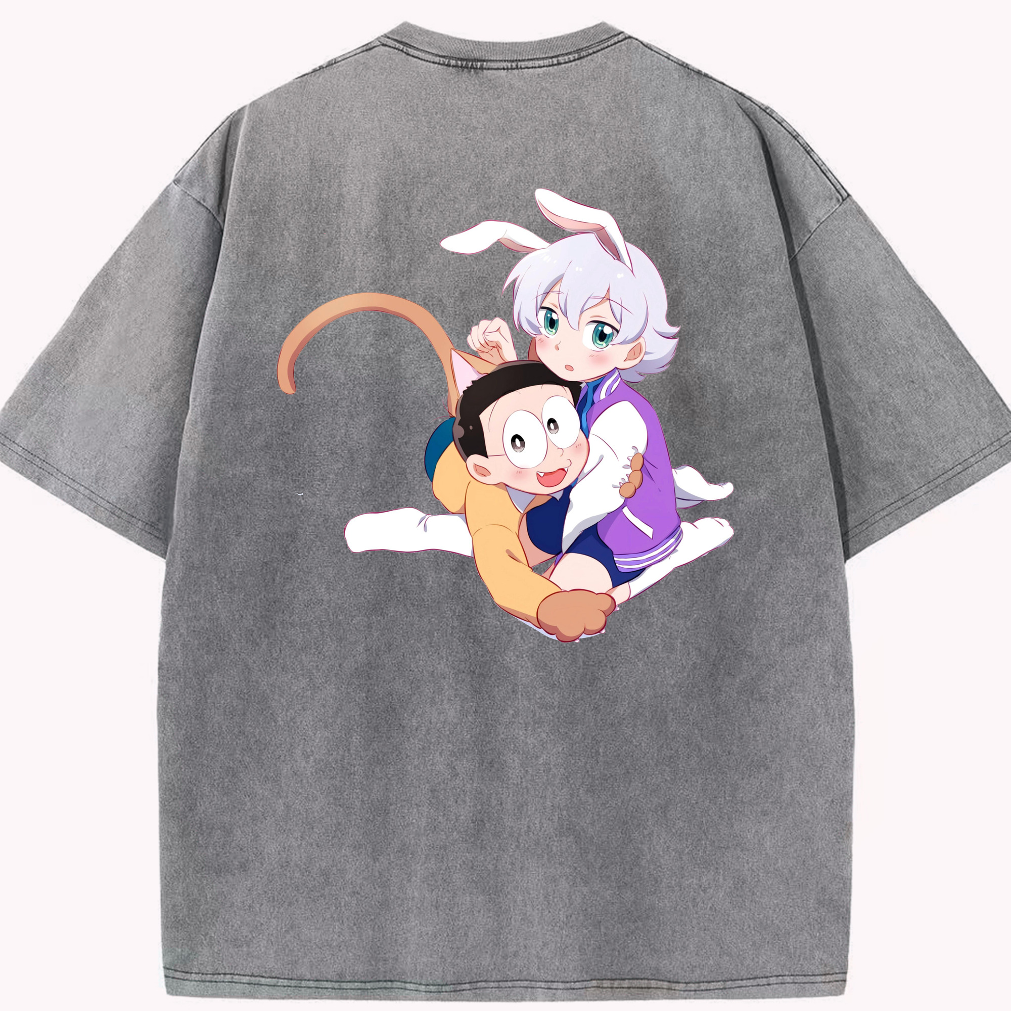 （画像用） ドラえもん 野比 のび太 Doraemon Nobita Nobi 綿100% ヴィンテージ風 半袖Tシャツ（背面プリント）