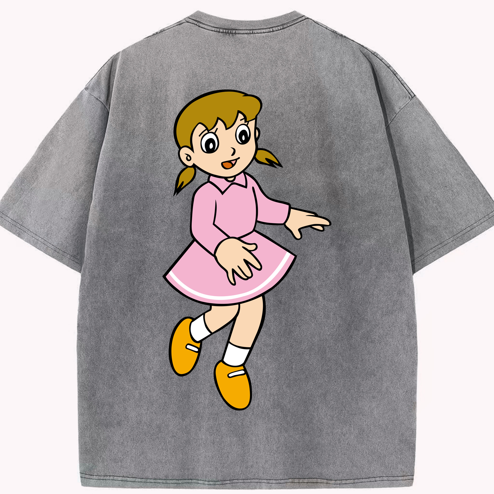 （画像用） ドラえもん みなもと しずか Doraemon Shizuka Minamoto 綿100% ヴィンテージ風 半袖Tシャツ（背面プリント）