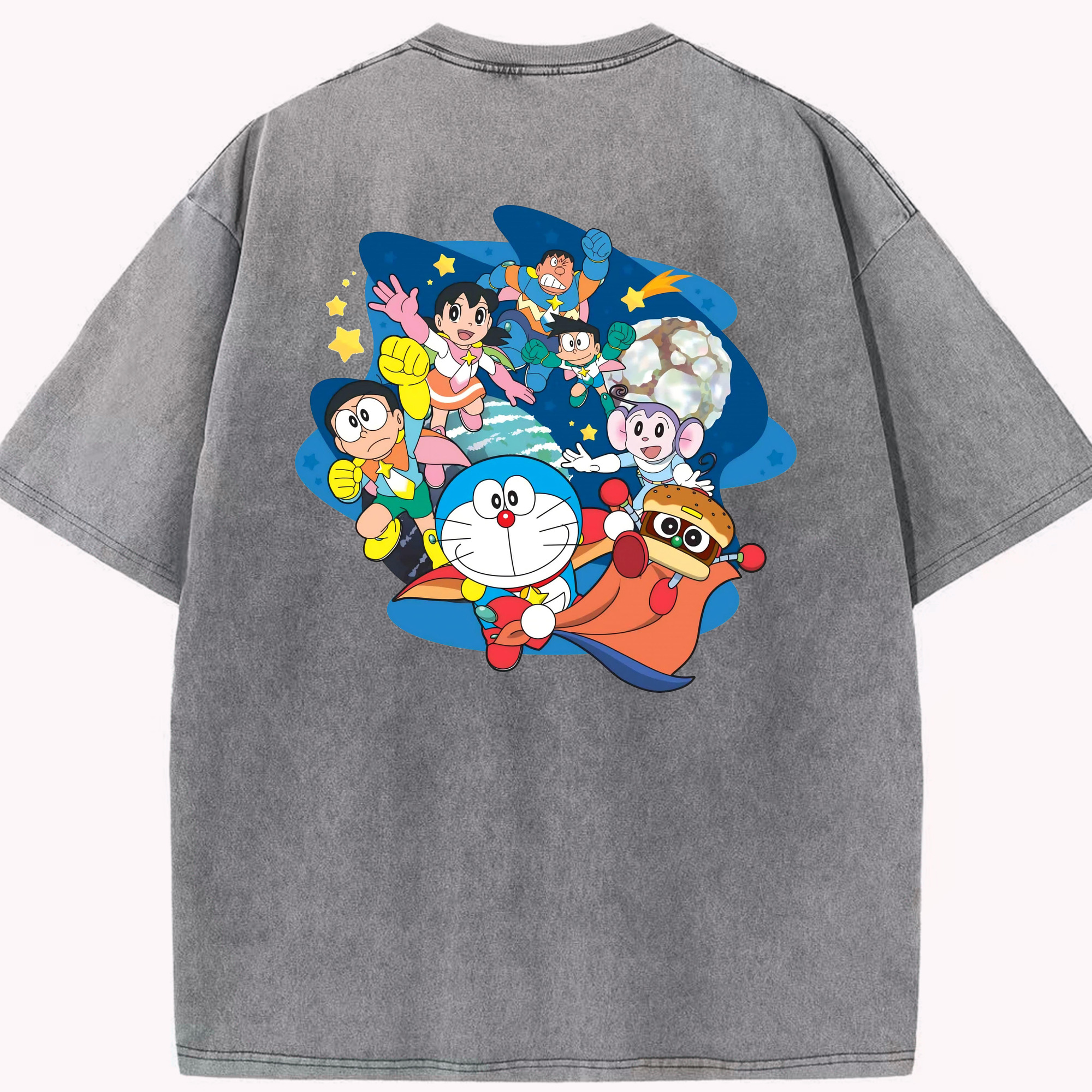 （画像用） ドラえもん Doraemon 綿100% ヴィンテージ風 半袖Tシャツ（背面プリント）