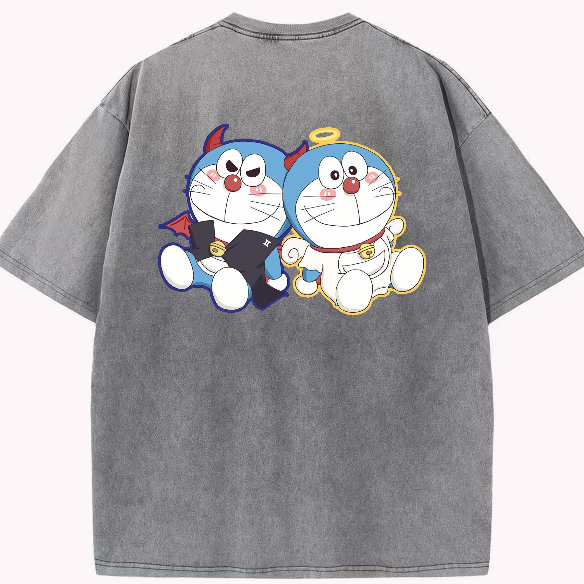 （画像用） ドラえもん Doraemon 綿100% ヴィンテージ風 半袖Tシャツ（背面プリント）