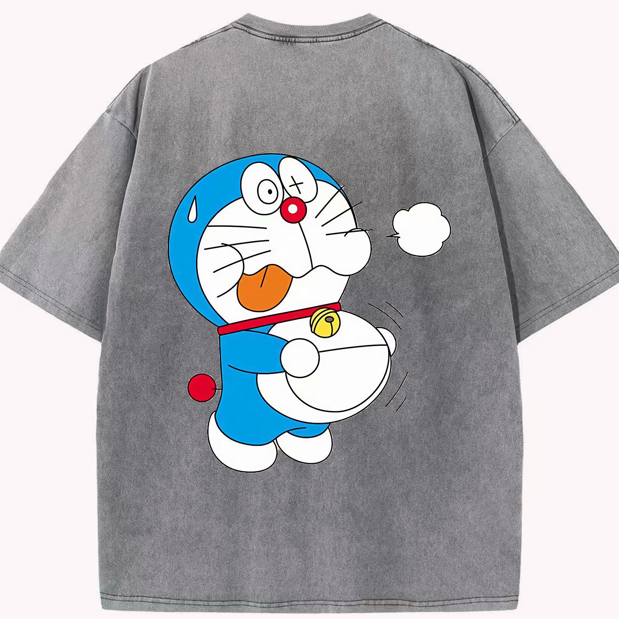 （画像用） ドラえもん Doraemon 綿100% ヴィンテージ風 半袖Tシャツ（背面プリント）