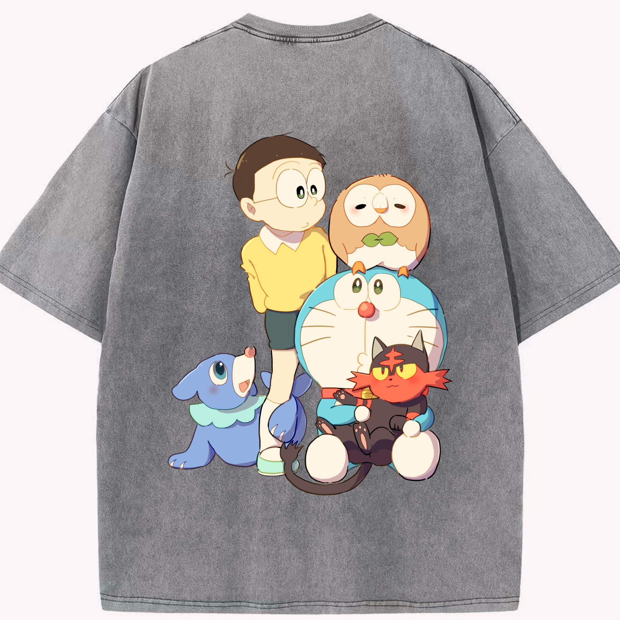（画像用） ドラえもん Doraemon 綿100% ヴィンテージ風 半袖Tシャツ（背面プリント）