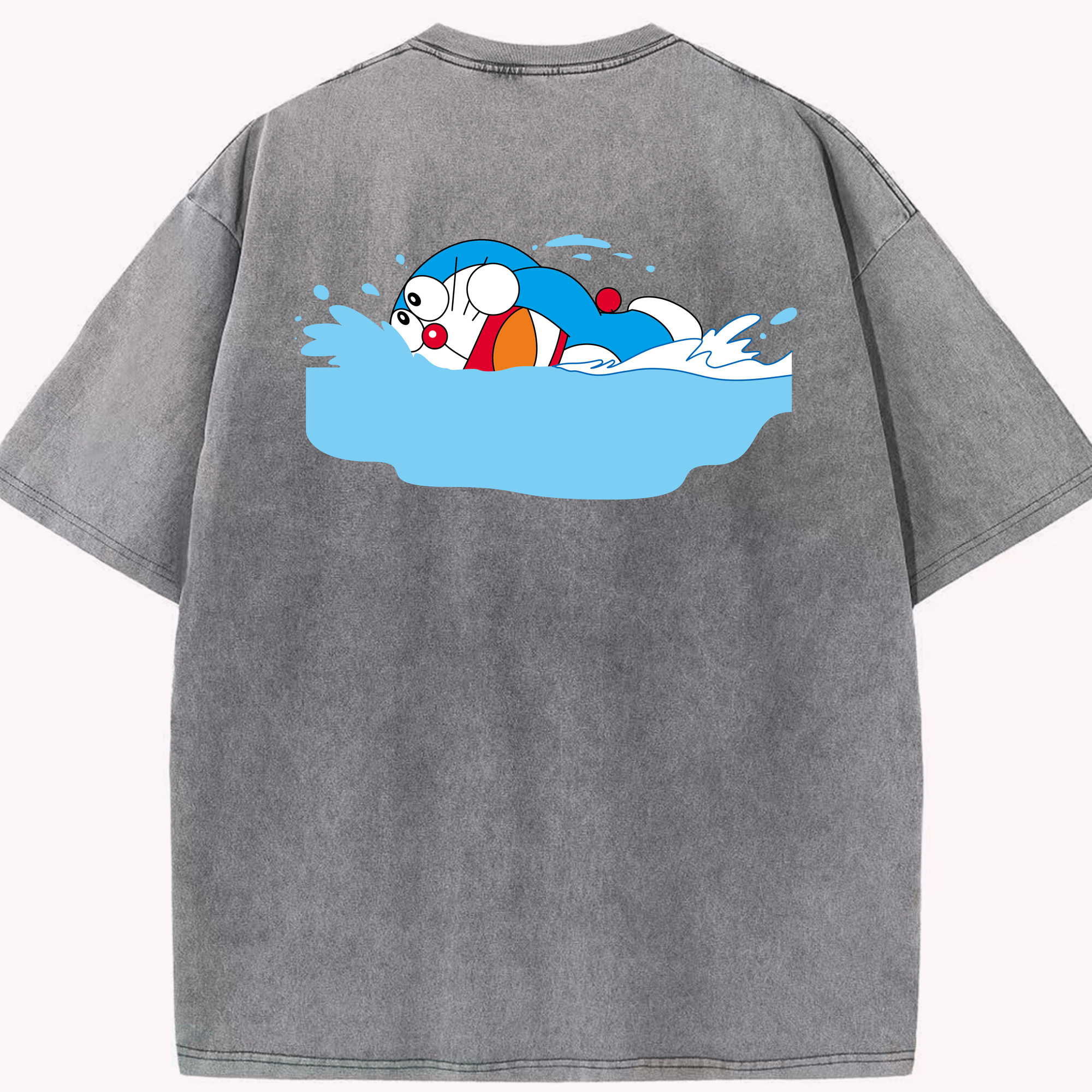 （画像用） ドラえもん Doraemon 綿100% ヴィンテージ風 半袖Tシャツ（背面プリント）