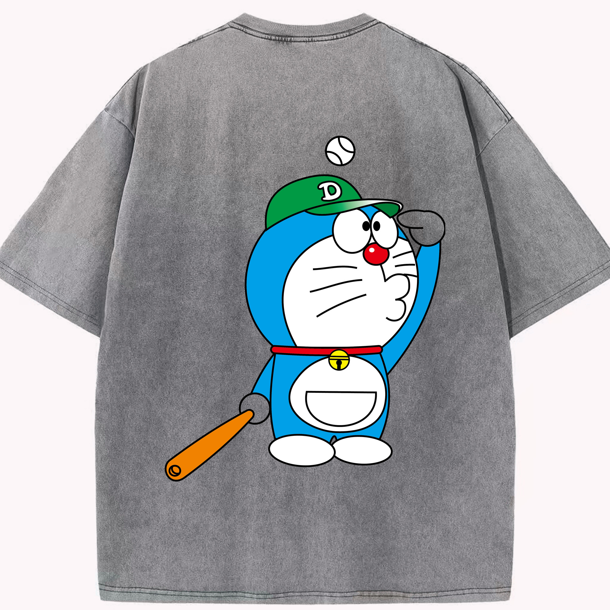 （画像用） ドラえもん Doraemon 綿100% ヴィンテージ風 半袖Tシャツ（背面プリント）
