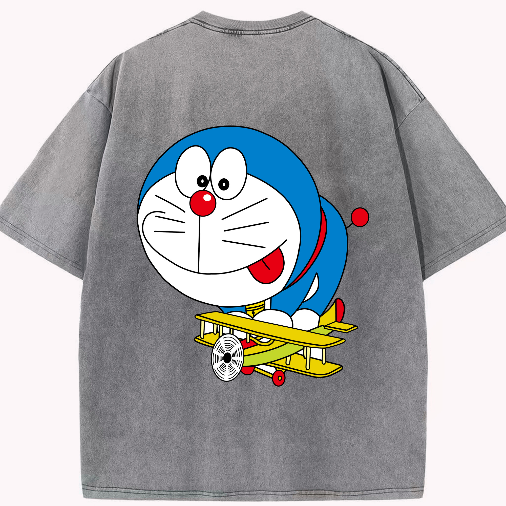 （画像用） ドラえもん Doraemon 綿100% ヴィンテージ風 半袖Tシャツ（背面プリント）