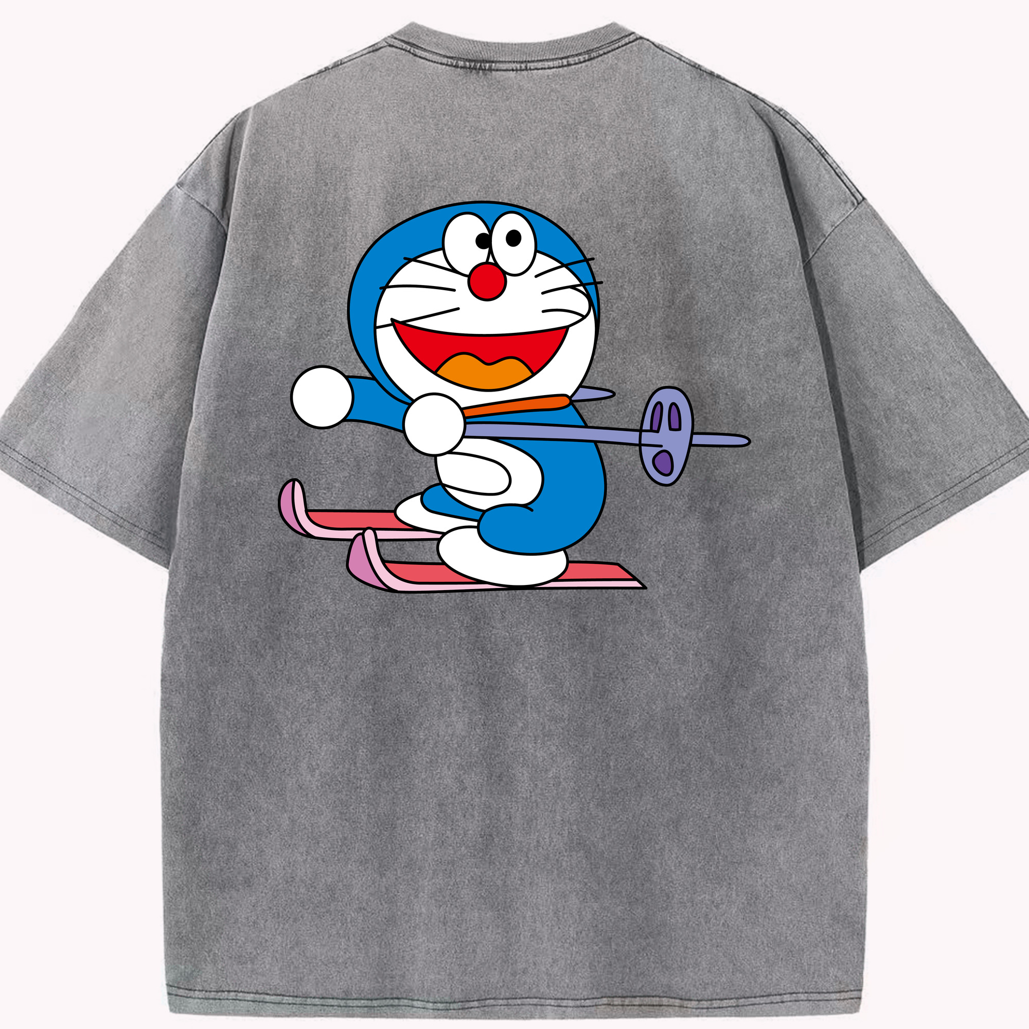 （画像用） ドラえもん Doraemon 綿100% ヴィンテージ風 半袖Tシャツ（背面プリント）