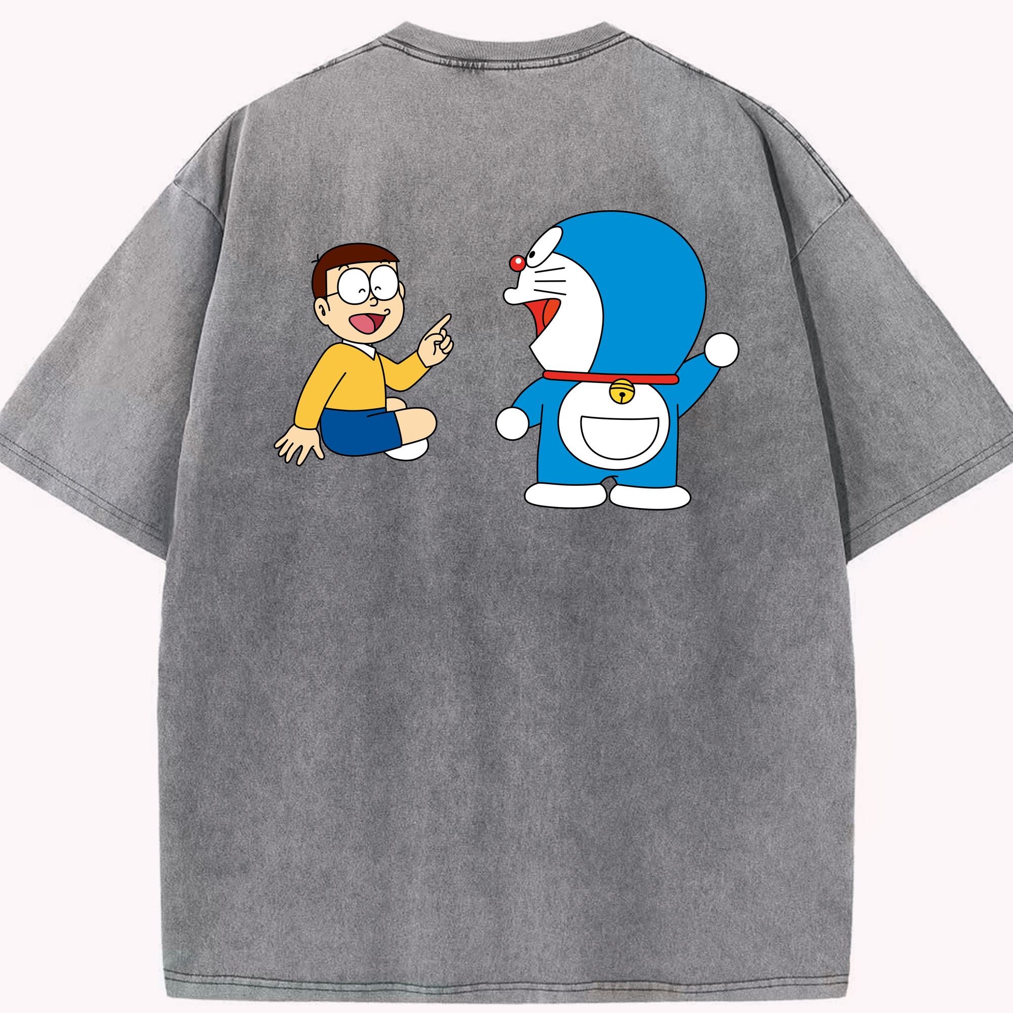 （画像用） ドラえもん Doraemon 綿100% ヴィンテージ風 半袖Tシャツ（背面プリント）